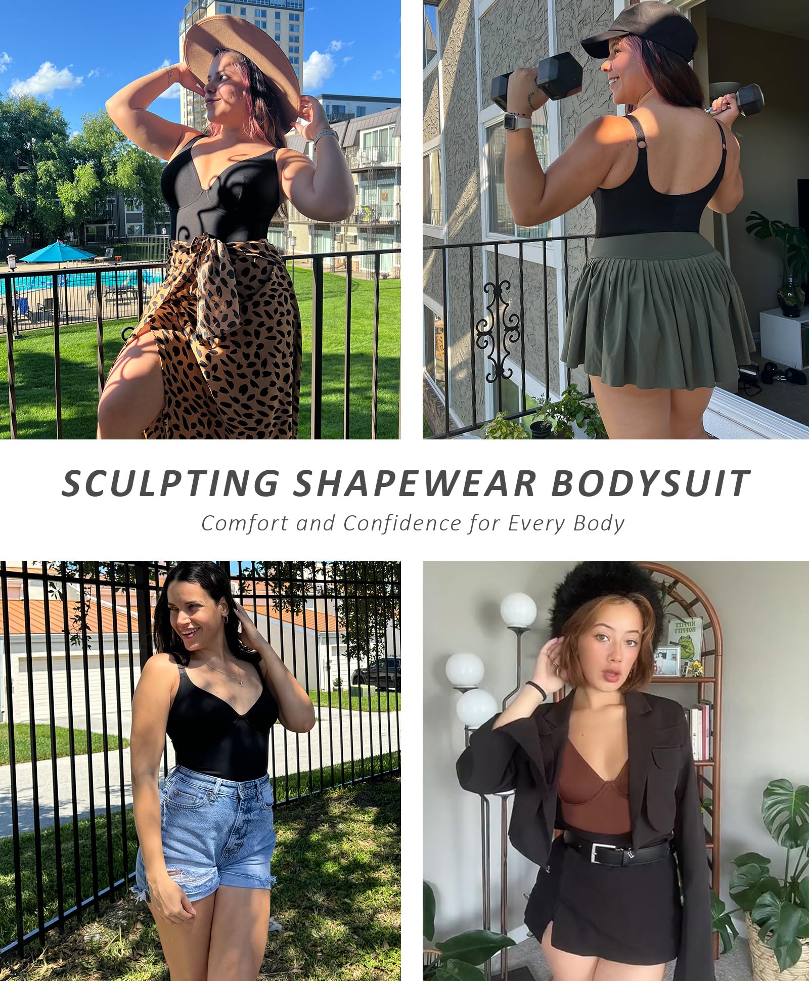 FeelinGirl Women's Tummy Control Shapewear Bodysuit - Seamless Thong Bodysuit for Slimming & Smoothing - Perfect for Dresses, Workouts & Everyday Wear