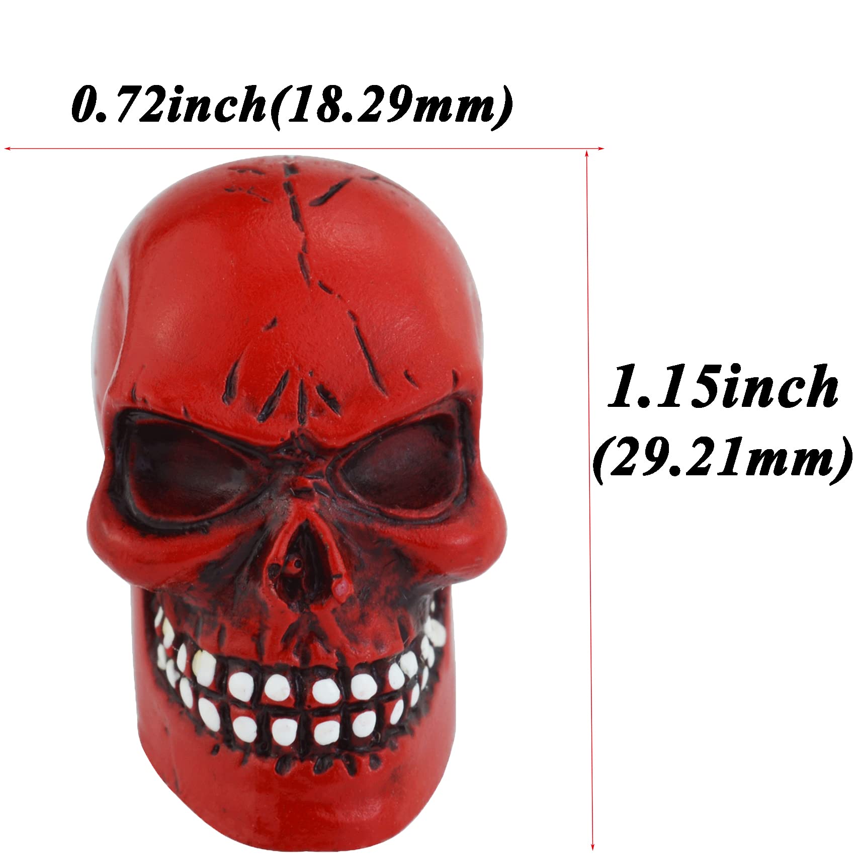 Abfer Skull Tire Valve Stem Covers - Red Car Accessories for Most Vehicles, Trucks, Motorcycles & Bikes - Durable Decorative Air Caps for Customization & Off-Road Adventures