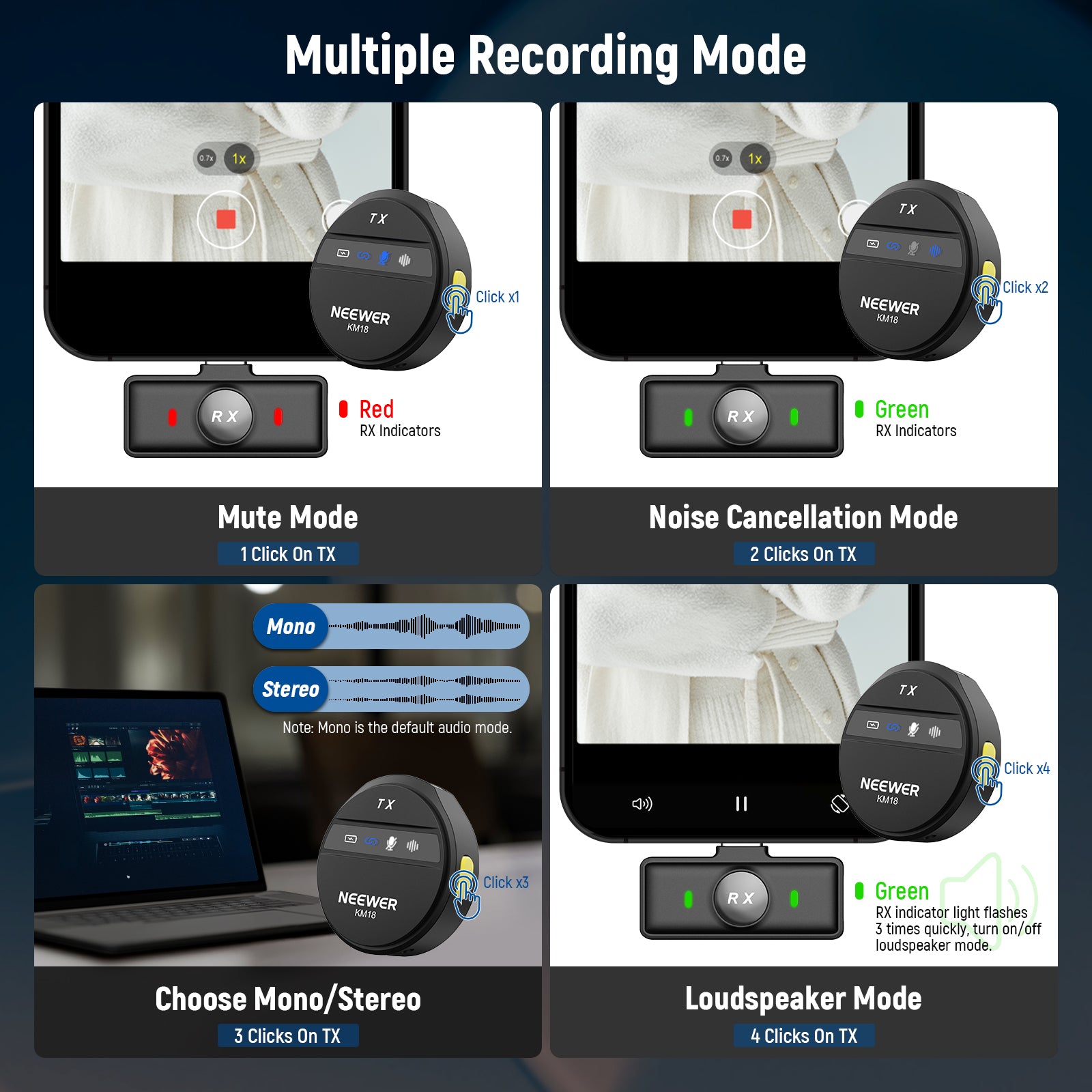 NEEWER KM18 Wireless Lavalier Microphone for iPhone, Android Smartphones & PC - Compact Clip-on Mic for YouTube, TikTok, Podcasting & Video Conferencing