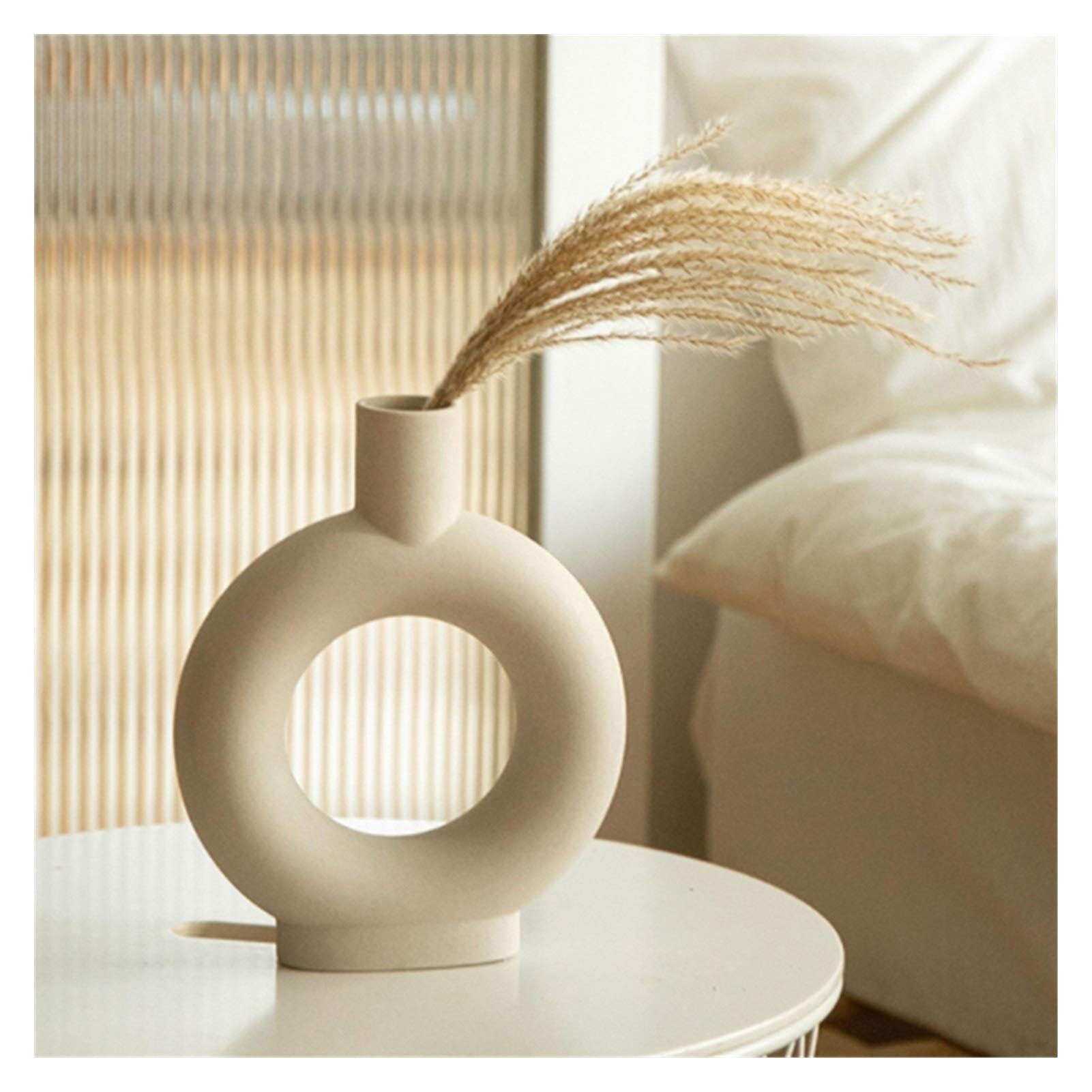 Nordic Ceramic Flower Vase - White Minimalist Home Decor Vase for Plants, Flowers & Centerpieces | Perfect for Living Room, Dining Table & Wedding Decor