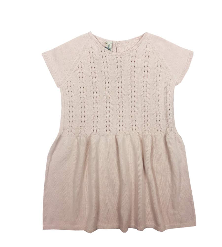 Nueces Girls Short Sleeve Knitted Dress for Toddler, Little & Big Kids | Soft Cotton Summer Outfit for Playdates, School & Family Photos