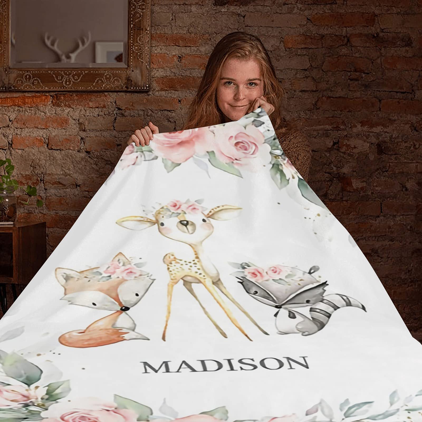 Personalized Baby Blanket with Name & Animals - Custom Soft Blankets for Newborns | Perfect Baby Shower Gift for Boys & Girls | Nursery Decor & Neutral Baby Essentials | Ideal for Cuddling, Swaddling & Photo Props