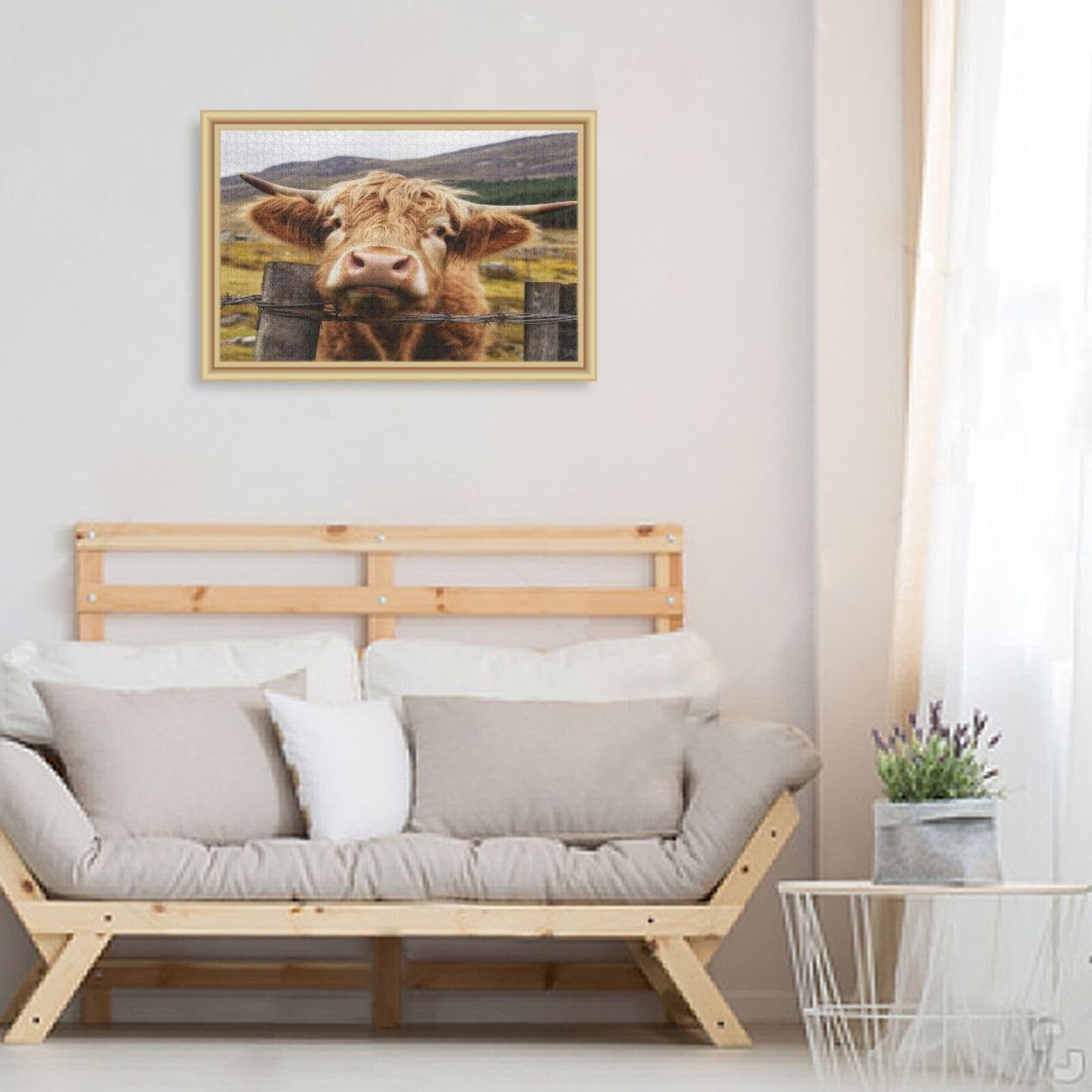 Funny Scottish Highland Cattle Cows 1000-Piece Wooden Jigsaw Puzzle for Adults & Kids - Family Game Night, Brain Teaser Challenge, Home Decor Gift