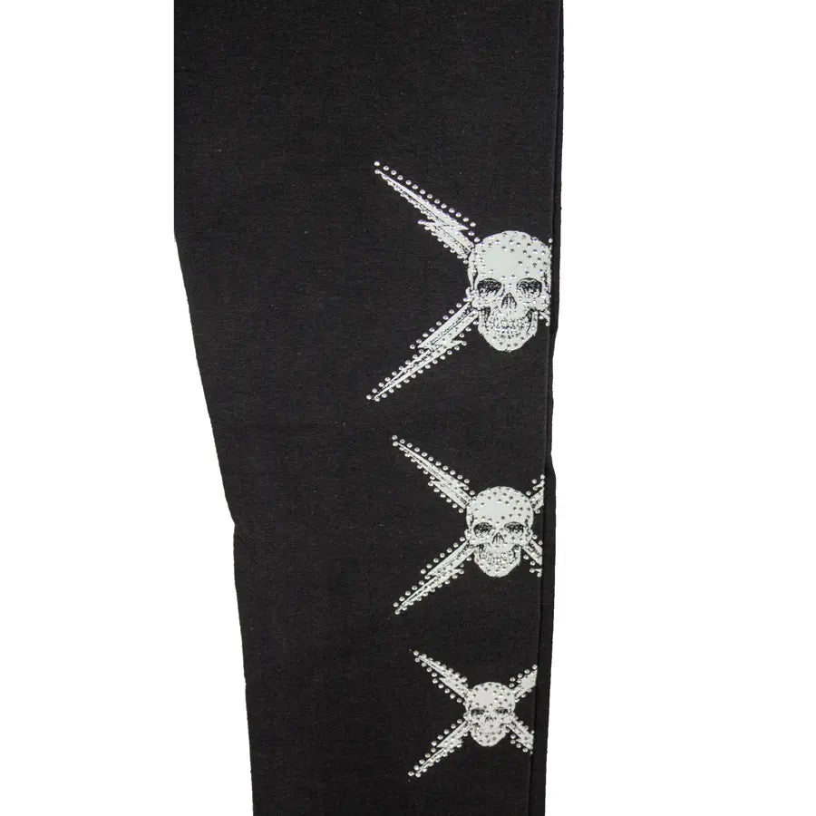 BOL Women's Rhinestone Skull Print Leggings - Gothic Fashion, Halloween Costume, Party Outfit, Yoga Pants & Casual Wear