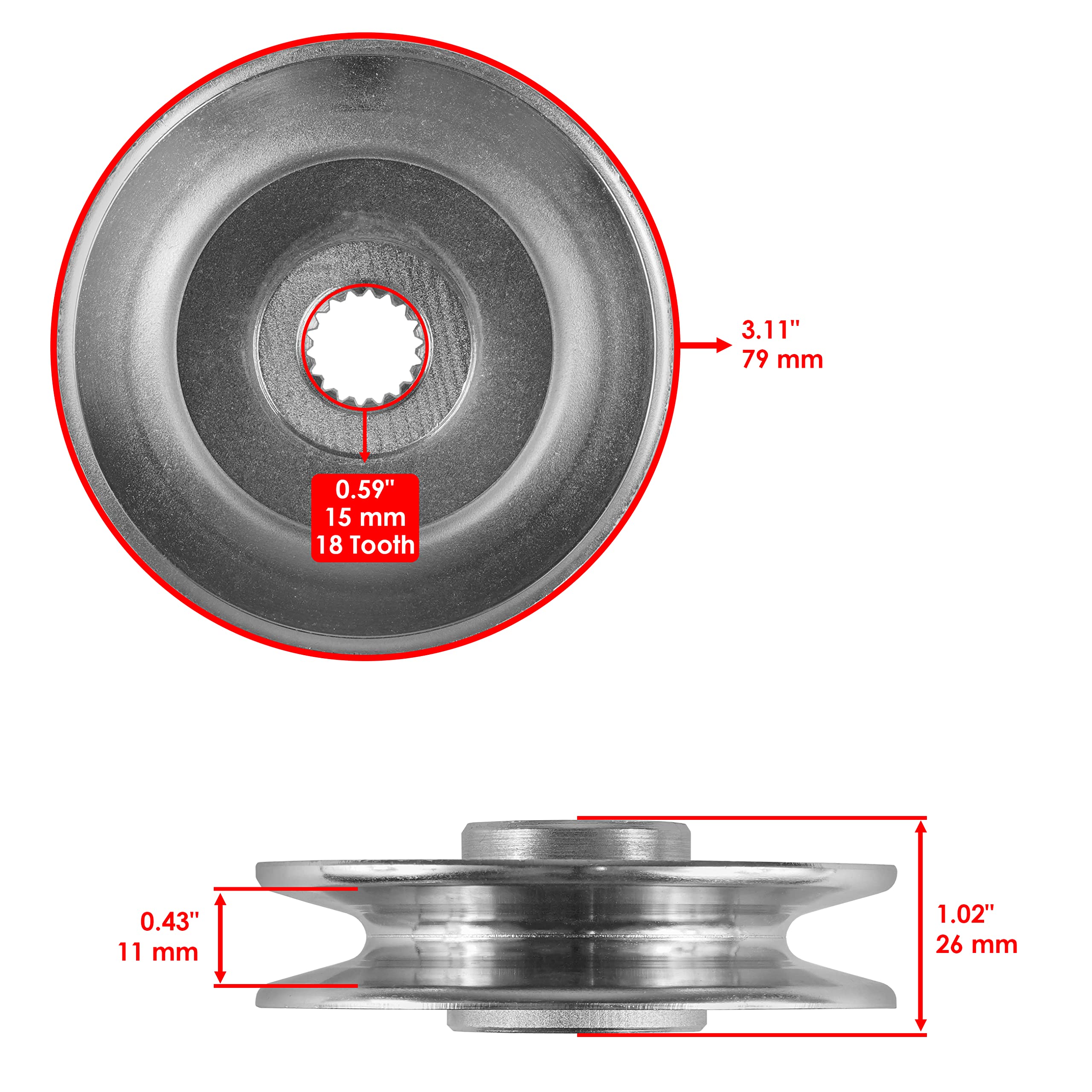 Caltric Transmission Pulley Replacement for John Deere D110 D120 D125 D130 D140 D150 D160 - Compatible with MIU800221 & MIU-800221 - Perfect for Lawn Tractor Repair and Maintenance