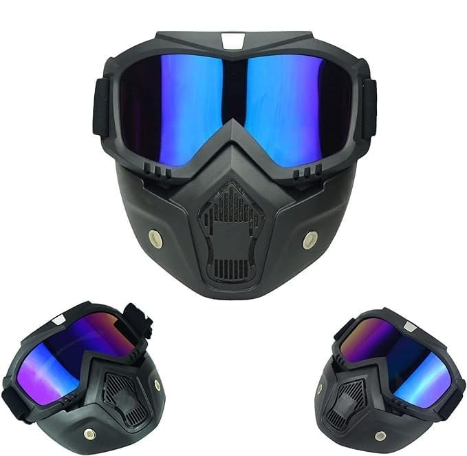 Ovuro Adjustable Elastic Strap Motorcycle Goggle Mask - Anti-Scratch UV Protective Face Shield for Riding, Cycling & Outdoor Sports (Rainbow Color, 1 PC) - Perfect for Motorcycle Helmets, ATV, Snowmobile & Extreme Sports Protection