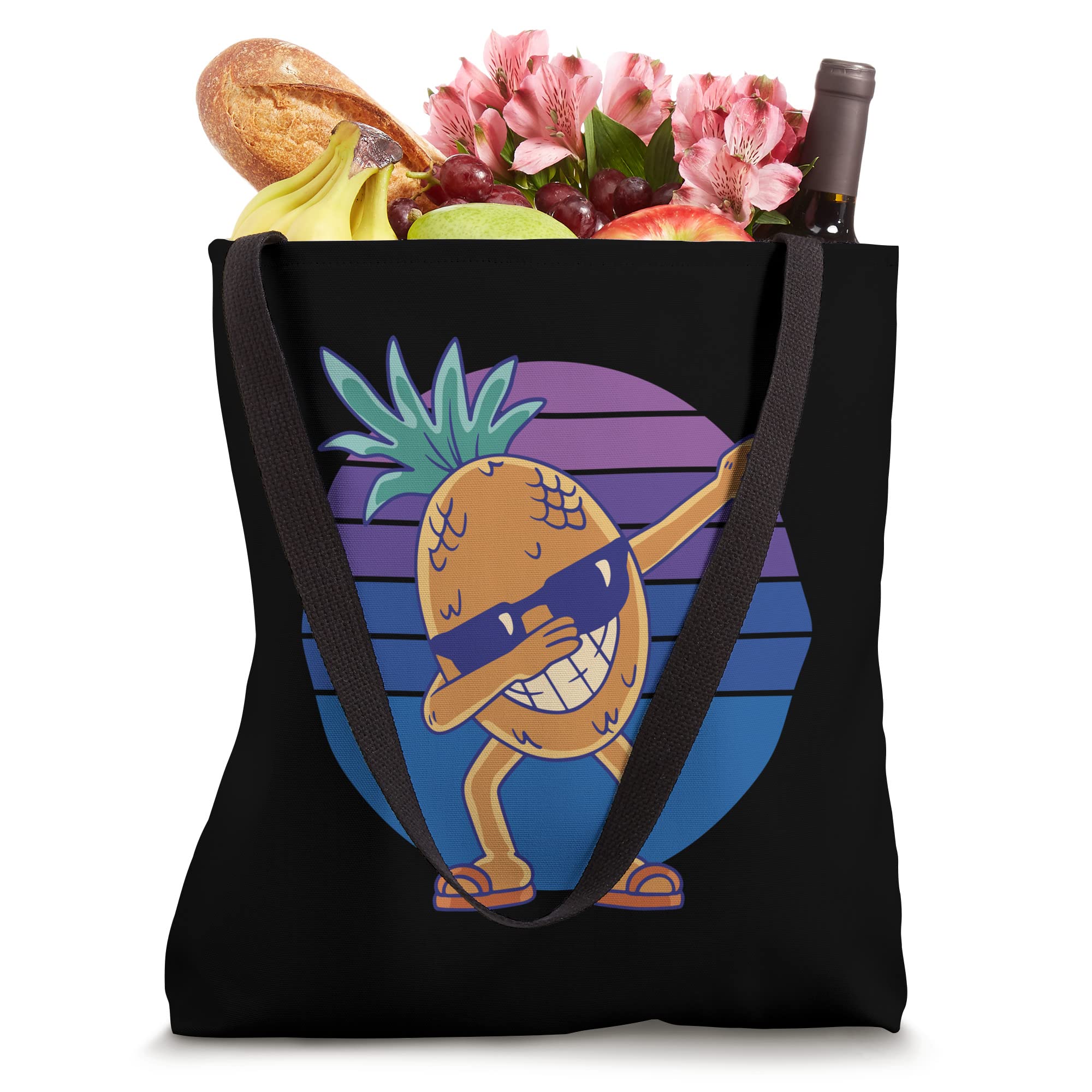 Trendy Cartoon Pineapple Sunglasses & Retro Fruit Tote Bag Set - Fun Summer Accessories for Beach, Pool, and Vacation Outfits