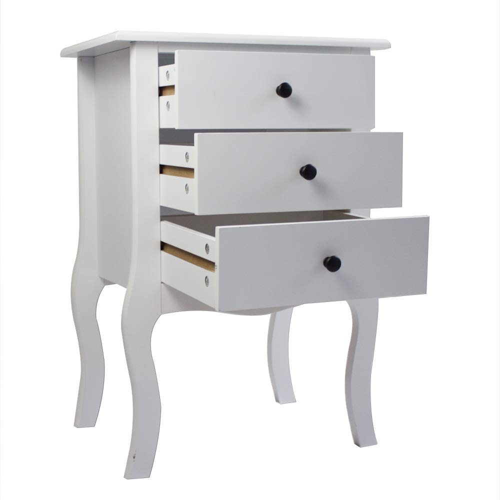 3-Drawer Nightstand with Storage - Fully Assembled White Bedside Table for Bedroom, Living Room | Perfect for Storing Books, Lamps & Bedroom Essentials