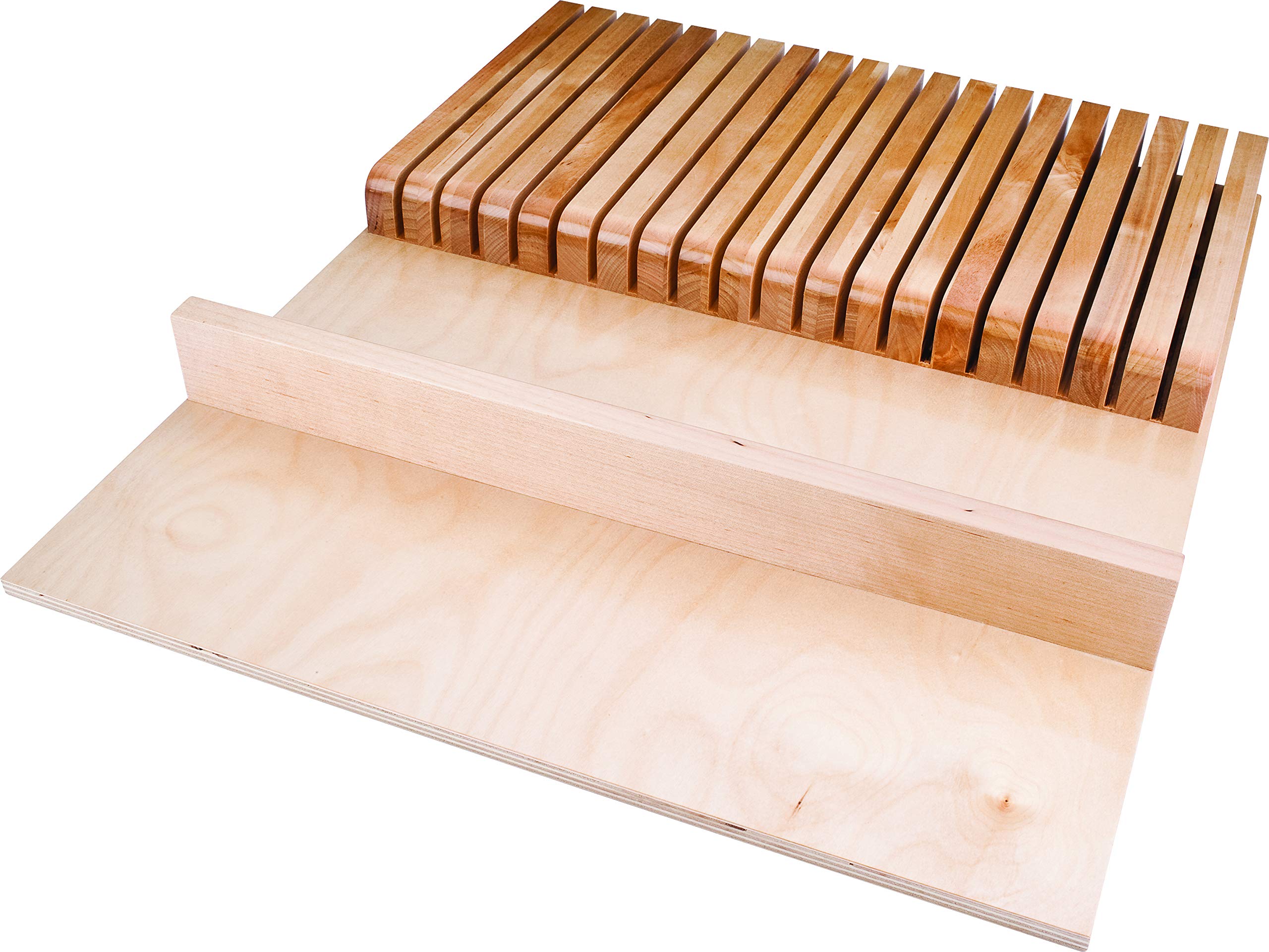 Hardware Resources KO18 Knife Organizer Drawer Insert - Maple & Birch Wooden Knife Storage for Kitchen Drawers - Perfect for Organizing Knives, Utensils, and Cutlery in Home Kitchens