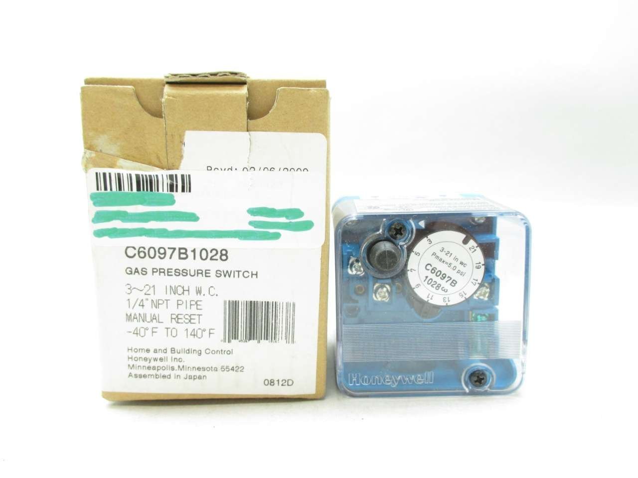 Honeywell C6097B1028 Pressure Switch 3-21 in. w.c. for HVAC, Furnace & Boiler Systems - Reliable Air & Gas Pressure Control