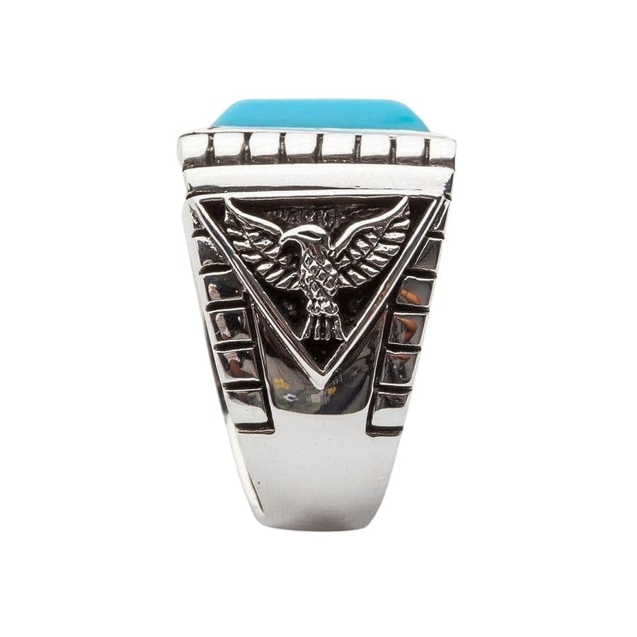 Authentic Turquoise Eagle Sterling Silver Ring for Men - Handcrafted Native American Jewelry for Gifts, Weddings & Special Occasions