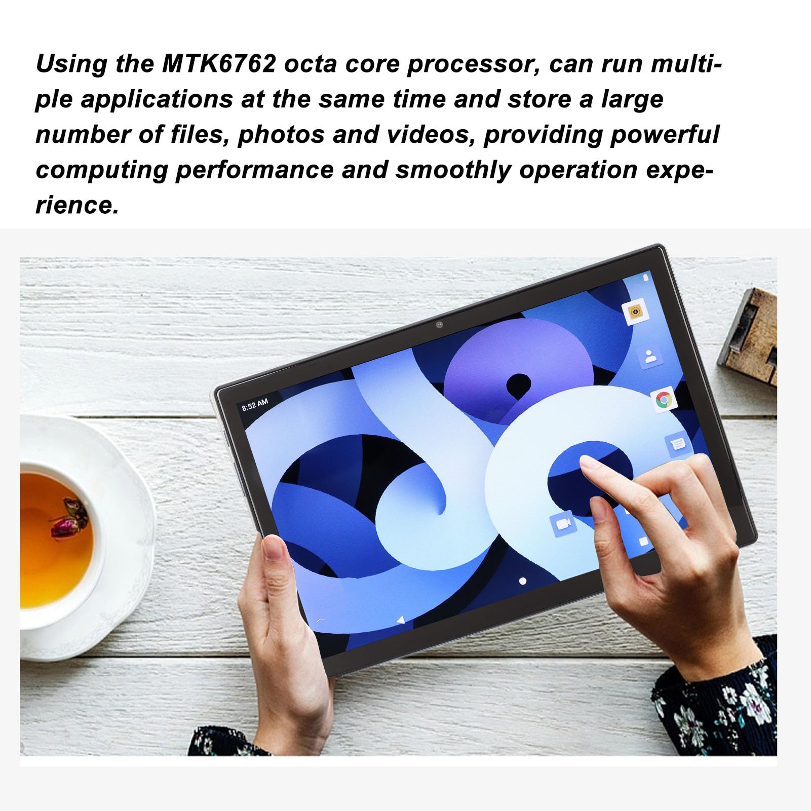 KAKAKE 10.1 Inch Android Tablet - 12GB RAM 512GB Storage, Dual SIM Dual Standby, HD Display for Video Learning & Online Classes (Gold) | Perfect for Students, Remote Work & Entertainment