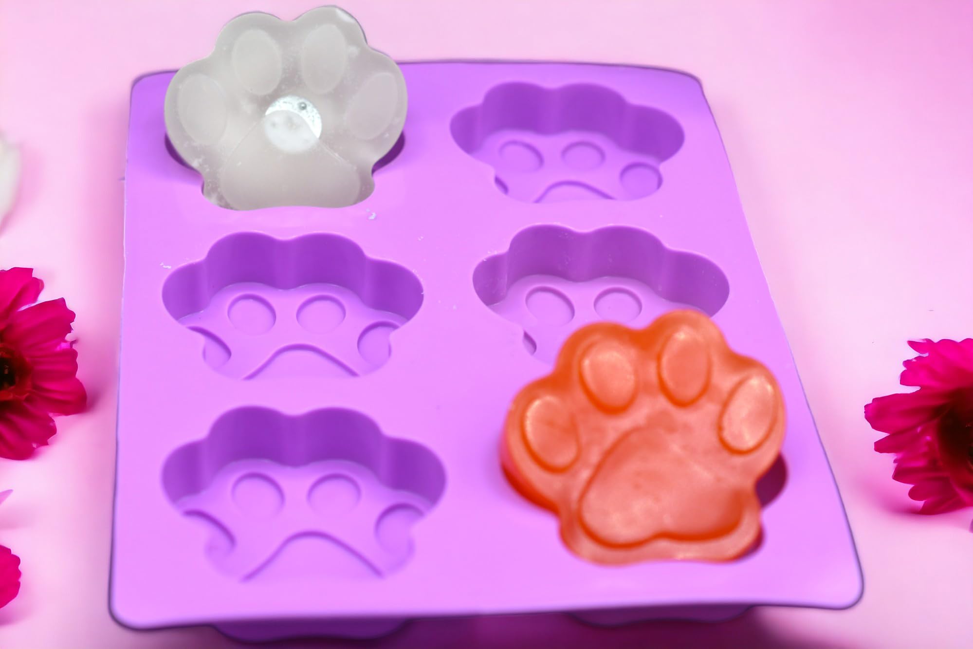 2 Pack Reusable Silicone Dog Treat Molds - Paw Shaped Baking Molds for Homemade Dog Cookies, Microwave & Freezer Safe, Easy Clean (Perfect for DIY Dog Treats, Birthday Parties & Dog Training Rewards)