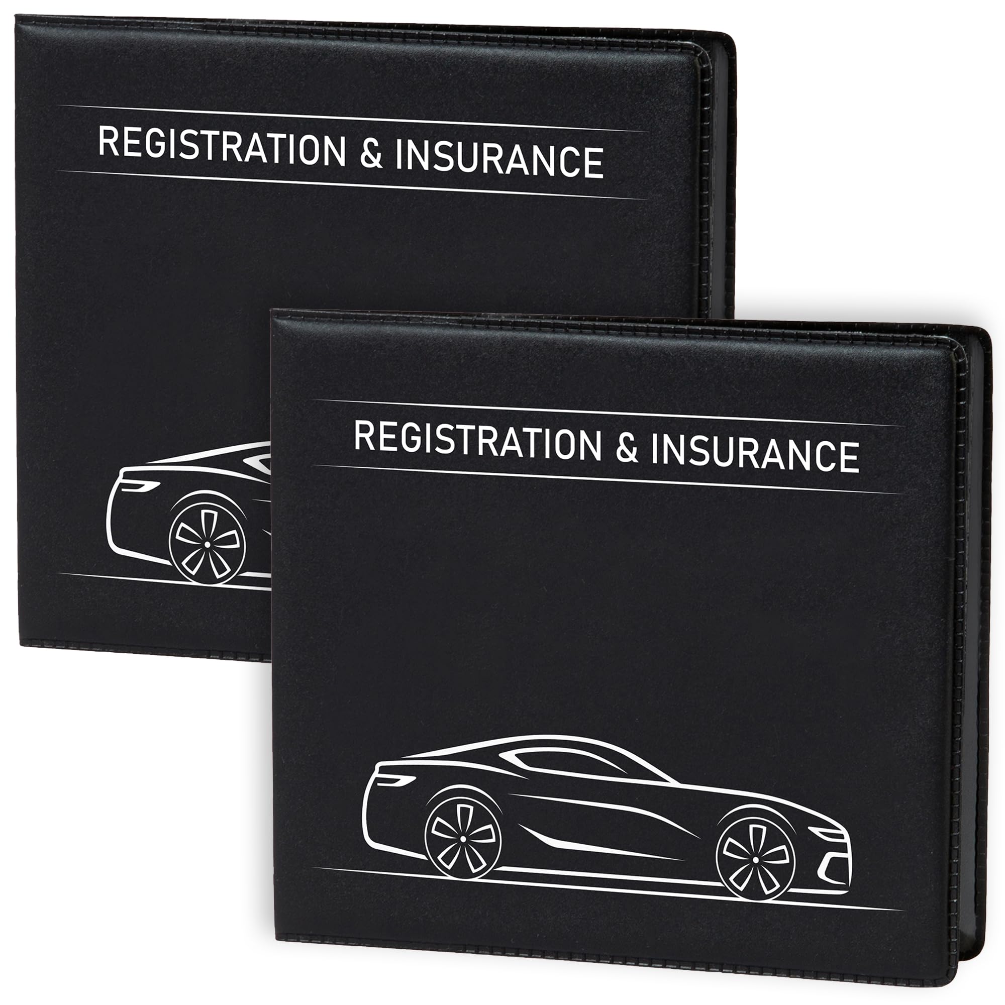 CANOPUS Car Registration & Insurance Holder - 2 Pack Vehicle Document Organizer for Auto, Truck, Motorcycle, Trailer - Durable Card Wallet for DMV Papers & Roadside Essentials (Perfect for Glove Box Storage & Quick Access During Traffic Stops)