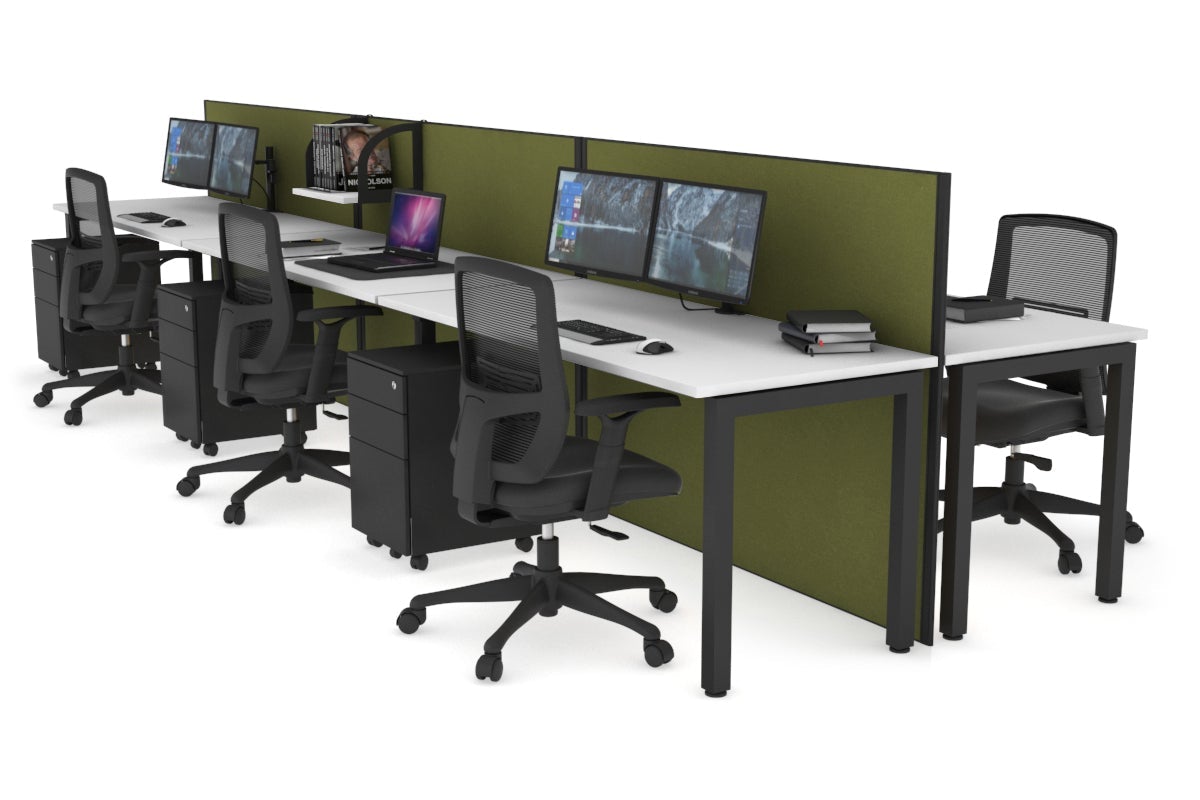 Horizon Quadro 6p Bench Square Legs Office Workstation - 1400L x 700W Dimensions - Perfect for Modern Office, Conference Room, and Collaborative Workspace Setup