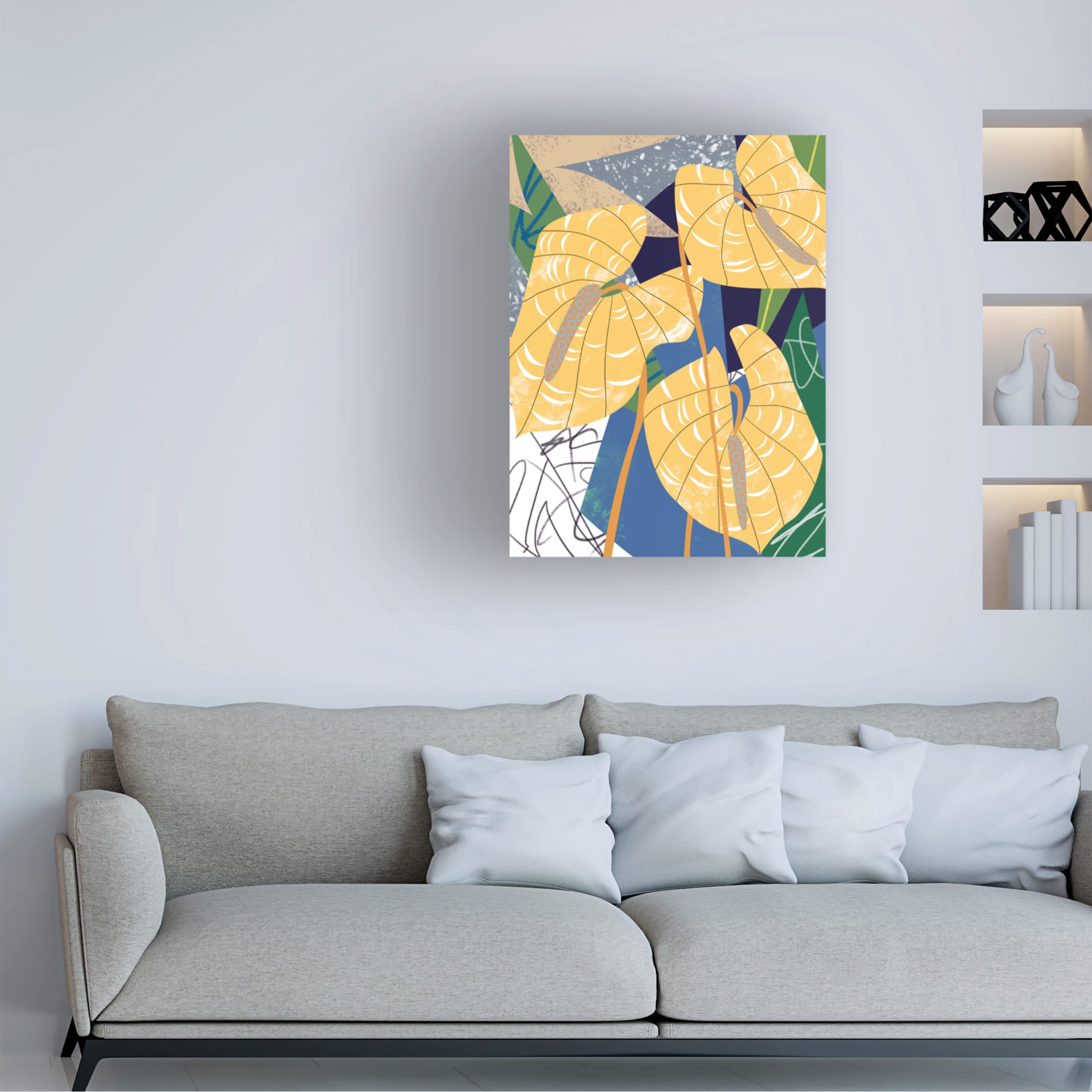 Trademark Fine Art 'Laceleaf Wind I' Canvas Wall Art by Melissa Wang - Modern Botanical Home Decor for Living Room, Bedroom & Office
