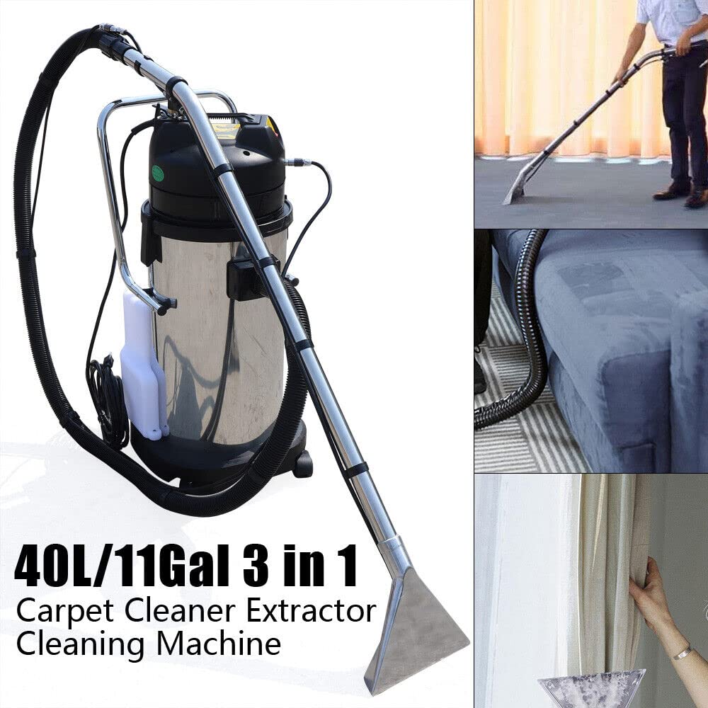 40L 3-in-1 Commercial Carpet Cleaner Machine - Portable Car Detailing Extractor with Vacuum & Dust Collector for Carpets, Sofas, Curtains - Ideal for Home, Office & Auto Interior Cleaning