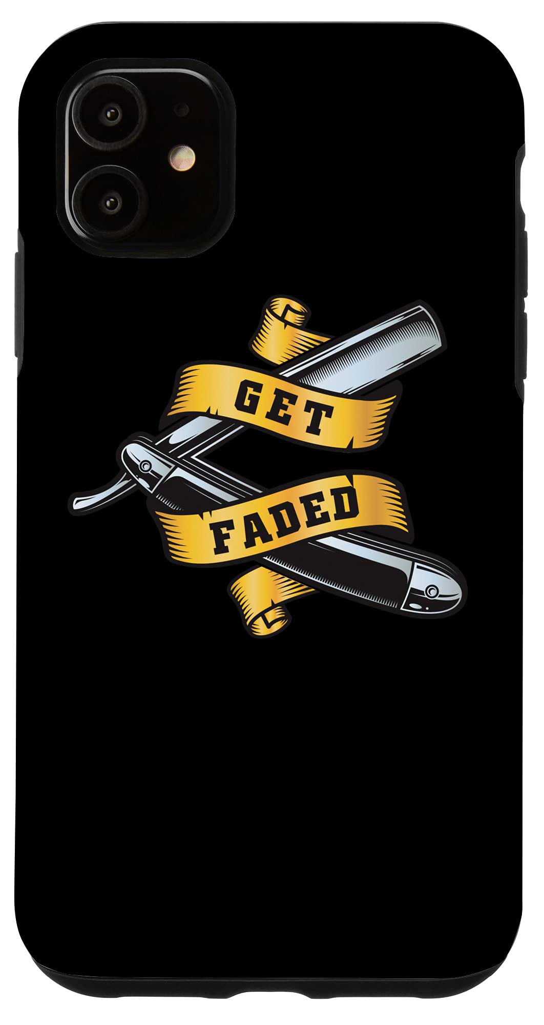 iPhone 11 Case - Funny Barber Hairstylist Design with Faded Razors | Durable Protective Cover for iPhone 11 | Perfect Gift for Hairdressers & Salon Lovers