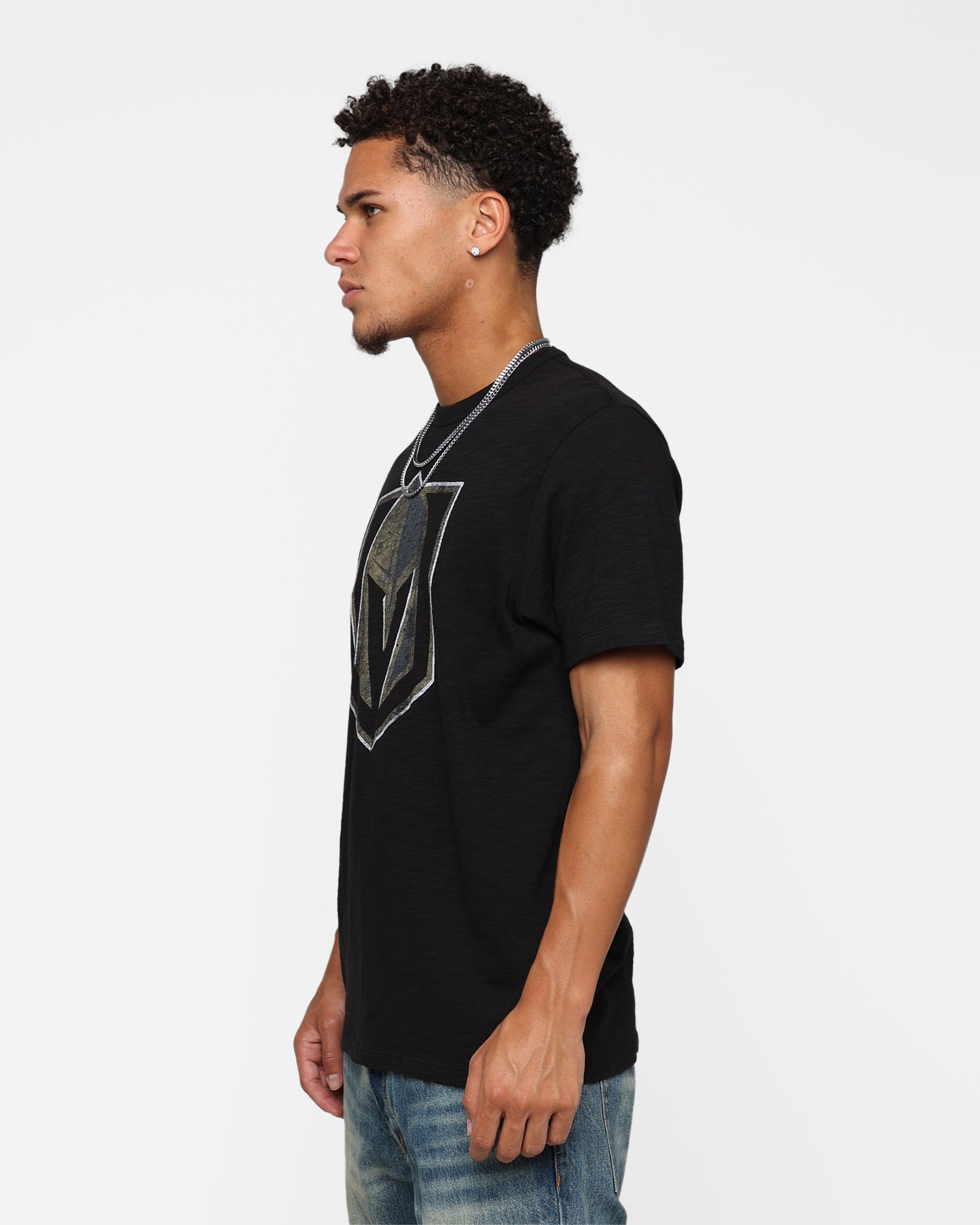 47 Brand Vegas Golden Knights Jet Black T-Shirt for Men - Official NHL Hockey Fan Apparel - Perfect for Game Day, Sports Events & Casual Wear