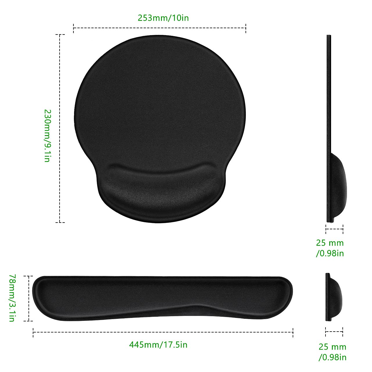 Ergonomic Memory Foam Mouse Pad & Keyboard Wrist Support - Pain Relief for Carpal Tunnel, Computer, Laptop, Desk Use - Ideal for Office, Gaming, and Home Workspaces