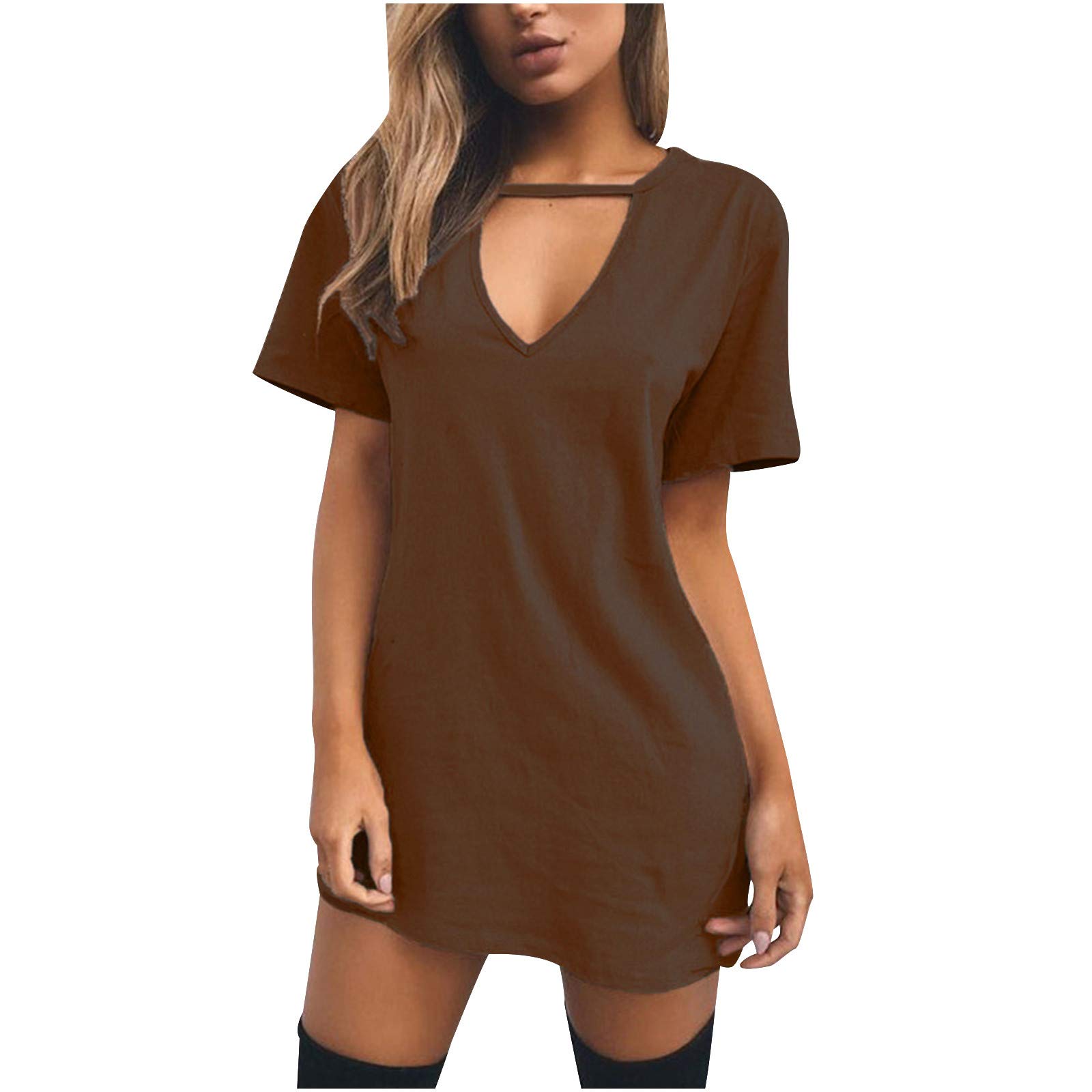 Xiloccer Women's Summer Cocktail Dress 2021 - Short Sleeve Sexy Sundress for Party, Beach & Casual Wear - Loose Fit Flowy Dress Perfect for Date Night, Vacation & Special Occasions