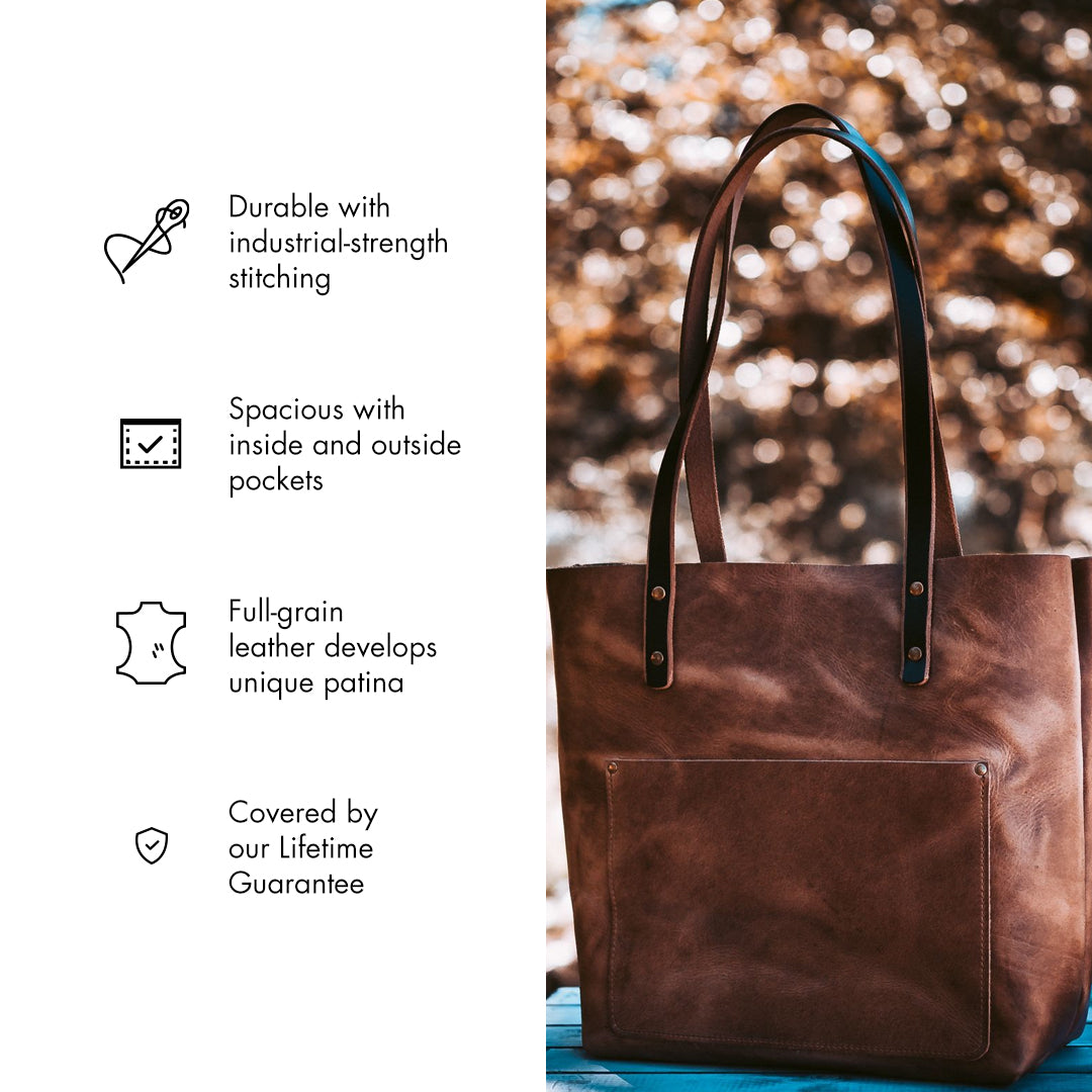 Premium Genuine Leather Tote Bag for Women - Spacious Weekender Travel Bag - Perfect for Work, Gym & Weekend Getaways