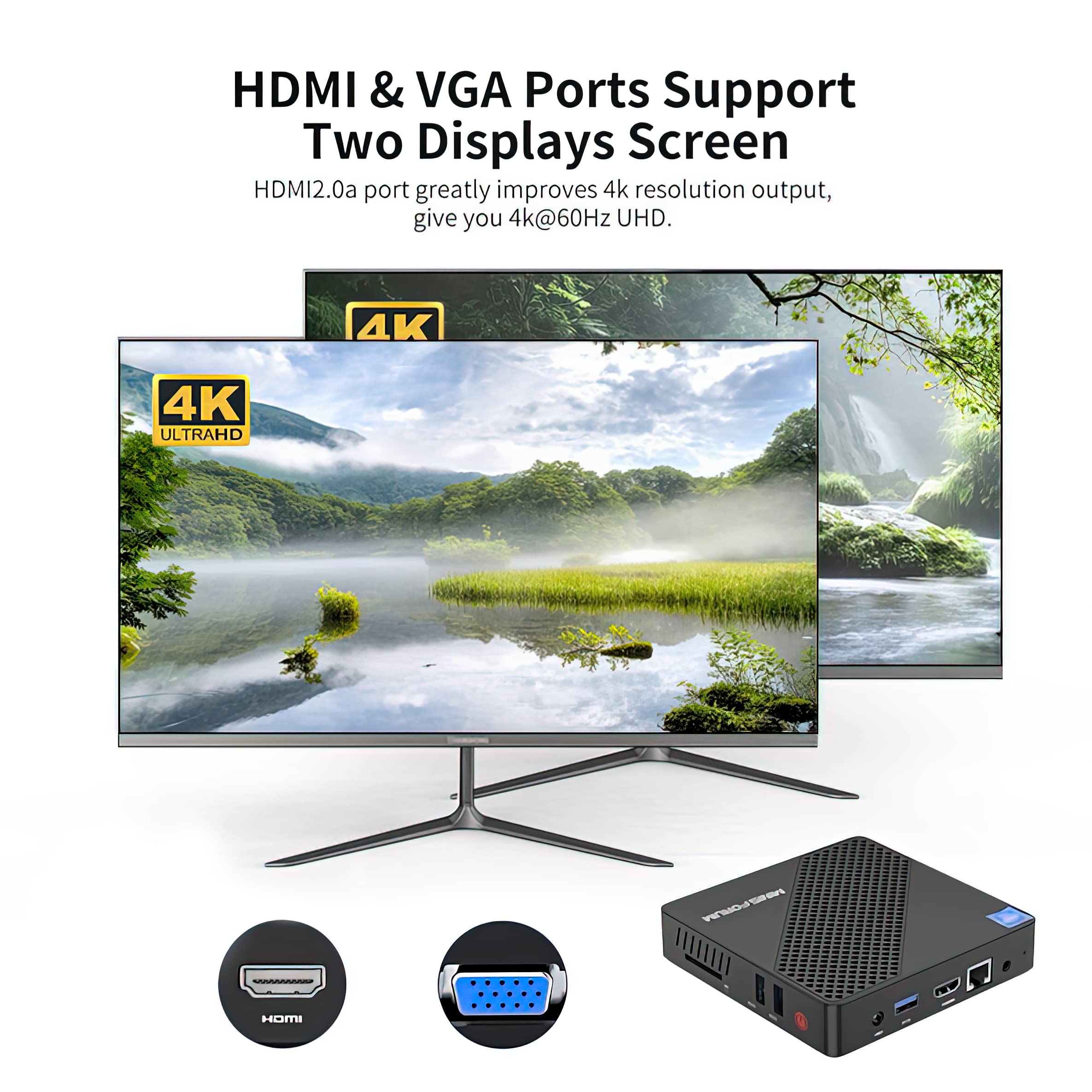 MINISFORUM N40 Fanless Mini PC - Silent Desktop Computer with Intel Celeron N4020 (Up to 2.8GHz), 4GB RAM, 64GB eMMC, Dual HDMI & VGA, Gigabit LAN, Auto Power On - Perfect for Home Office, Digital Signage, and Light Computing Tasks