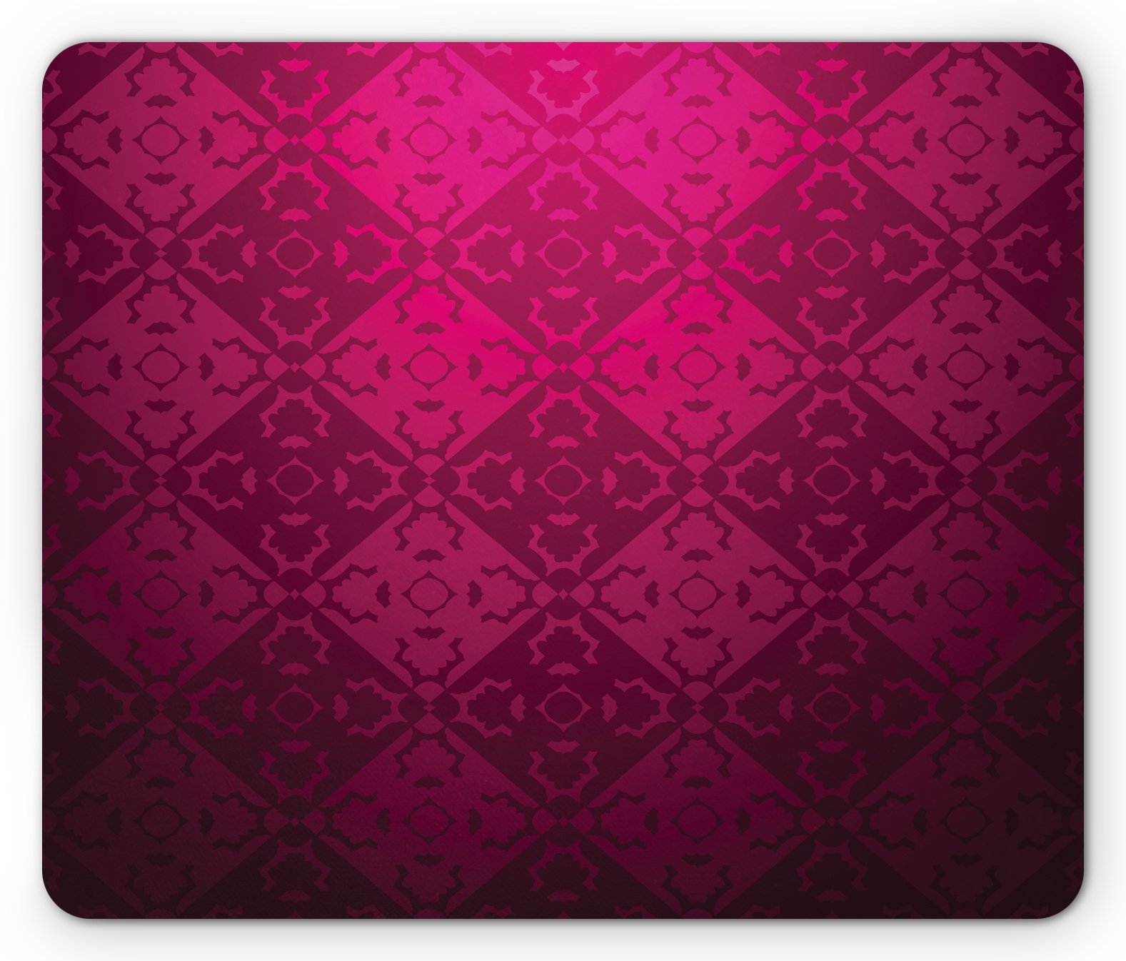 Ambesonne Vintage Feminine Mouse Pad - Ornamental Damask Design in Magenta & Fuchsia, Non-Slip Rubber Base, Standard Size Rectangle Mousepad for Office, Gaming & Home Computer Use