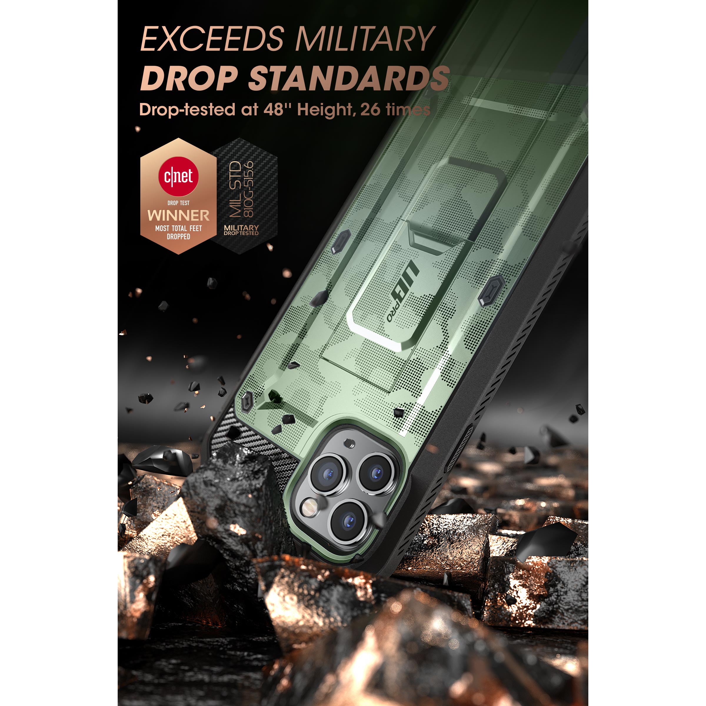 iPhone 13 Pro Max Case 6.7 Inch | Unicorn Beetle Pro Rugged Protective Cover with Green Camo Design | Shockproof, Military-Grade Protection | Perfect for Outdoor Adventures, Construction Work & Extreme Sports