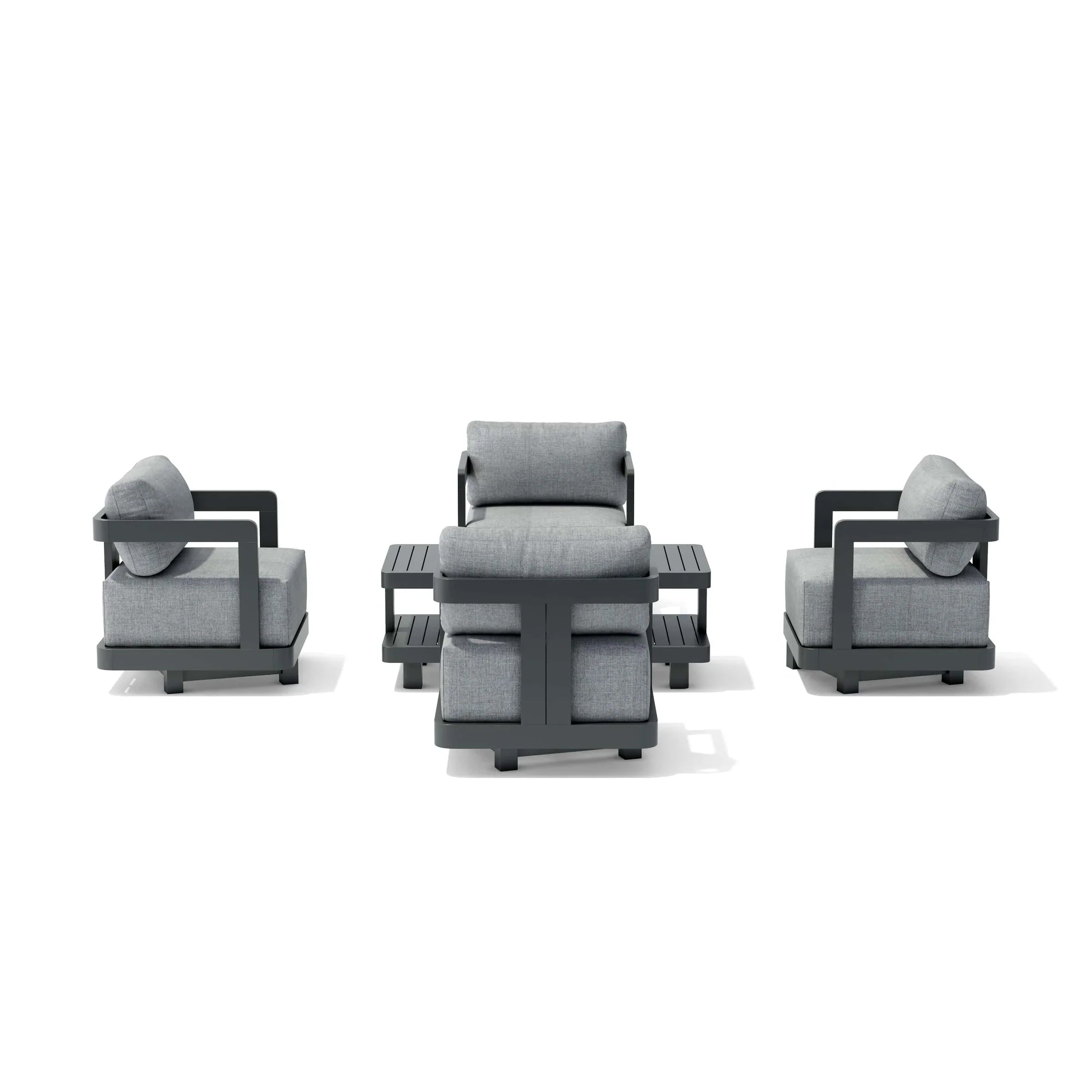 Anderson Teak 5-Piece Granada Aluminum Deep Seating Patio Set (SET 904 AL) - Outdoor Furniture for Garden, Poolside & Backyard Relaxation