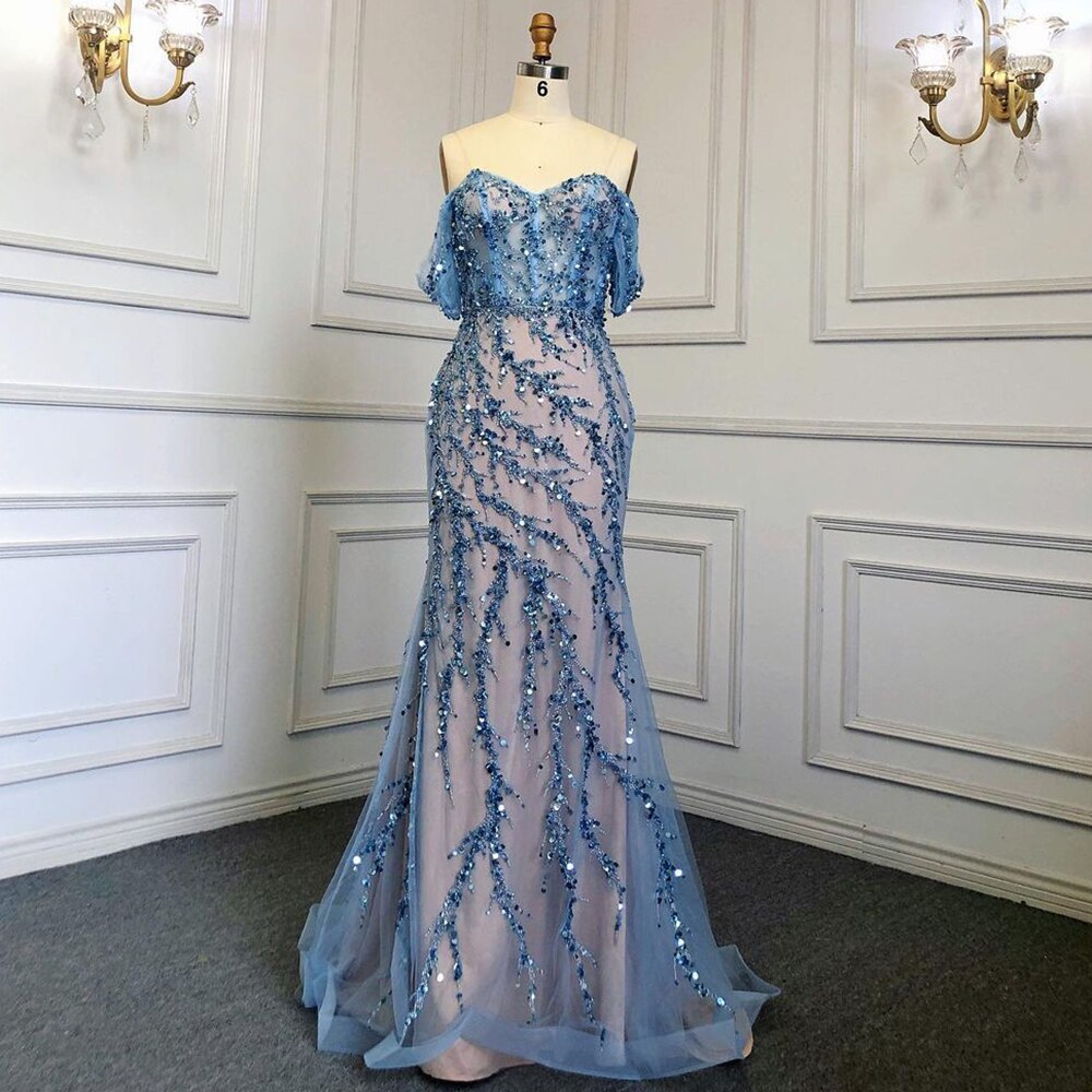 Elegant Pink Mermaid Evening Dress with Beaded Off-Shoulder Design for Women - Luxury Party Gown for Prom, Wedding & Special Occasions