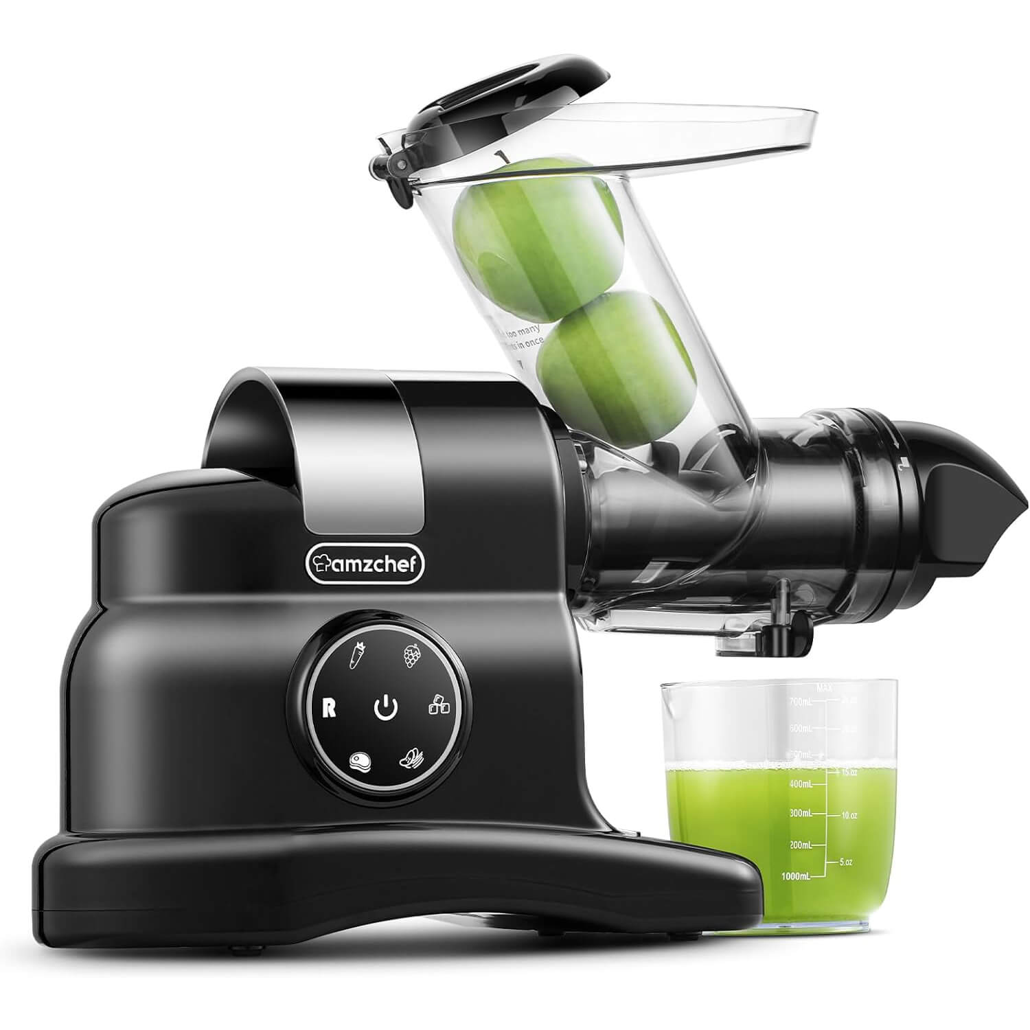 AMZCHEF ZM1517 Cold Press Slow Juicer - Gray, Quiet Masticating Juicer for Fruits & Vegetables - Perfect for Healthy Juicing at Home, Gym, or Office