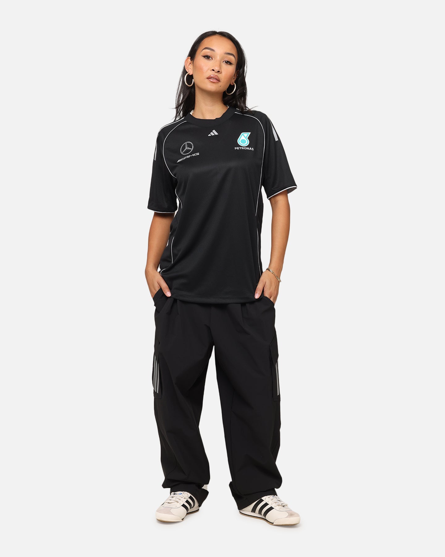 Adidas x Mercedes AMG Petronas Formula One F1 DNA T-Shirt - Black/Silver - Official Motorsport Fan Apparel for Racing Enthusiasts