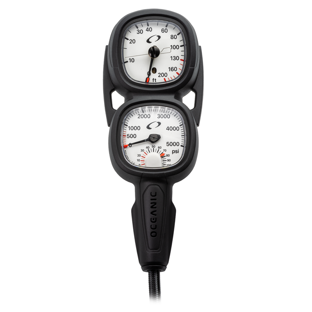Oceanic MaxView Combo Pressure Gauge and Depth Gauge - 3000 PSI Scuba Diving Instrument for Underwater Exploration and Safety Monitoring