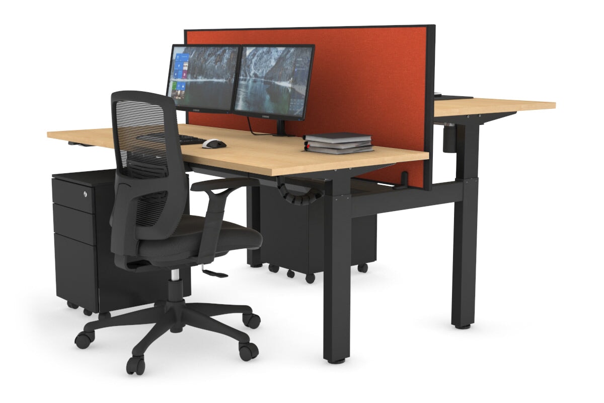 Adjustable Height 2-Person H Bench Workstation - Black Frame [1600L x 700W] - Perfect for Office, Workshop & Collaborative Workspaces