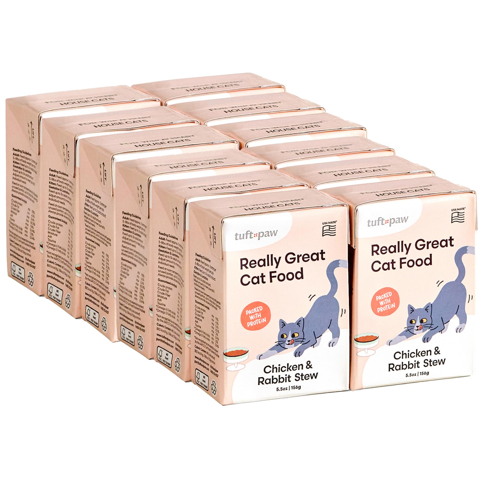 Premium Grain-Free Wet Cat Food - Cage-Free Chicken & Rabbit Stew with Pumpkin & Salmon Oil | High Protein, No Fillers or Additives | 5.5oz (12-Pack) | Ideal for Indoor Cats, Kittens & Senior Cats with Sensitive Stomachs