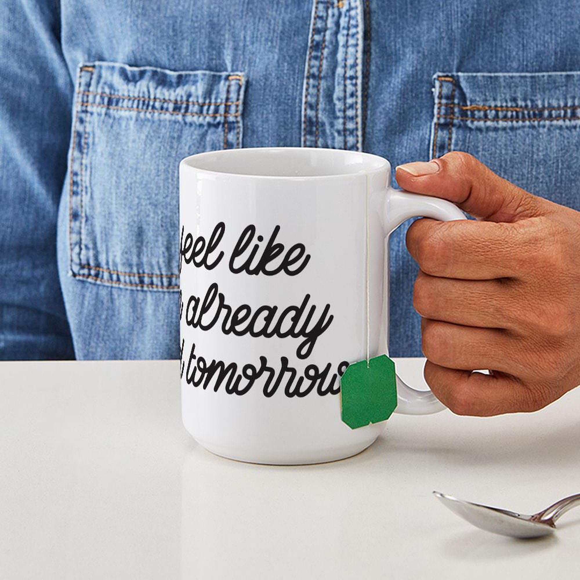 Already Tired Tomorrow 15 oz Ceramic Coffee Mug - Funny Sarcastic Gift for Office Workers & College Students - Perfect for Morning Coffee, Tea, or Hot Chocolate at Home or Workplace