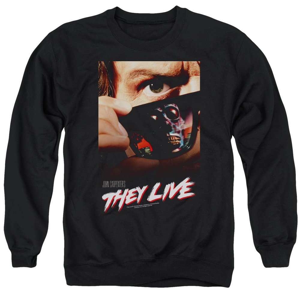 They Live Movie Poster Unisex Crewneck Sweatshirt for Men & Women - 80s Sci-Fi Vintage Graphic Tee for Casual Wear & Fan Gifts
