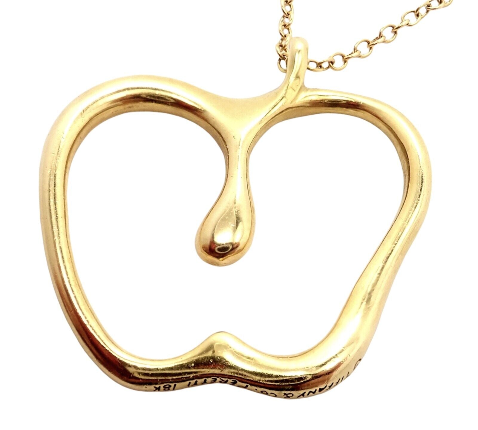 Authentic Tiffany & Co Peretti 18k Yellow Gold Large Apple Pendant Necklace - Elegant Jewelry Gift for Women, Perfect for Anniversaries & Special Occasions