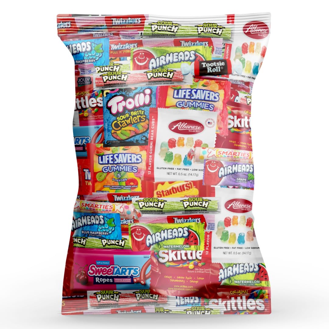 Assorted Candy Mix Variety Pack - 2 LB Bulk Gummies, Sour Candy & Chewy Treats - Individually Wrapped Snacks for Parties, Halloween, Office & Movie Nights