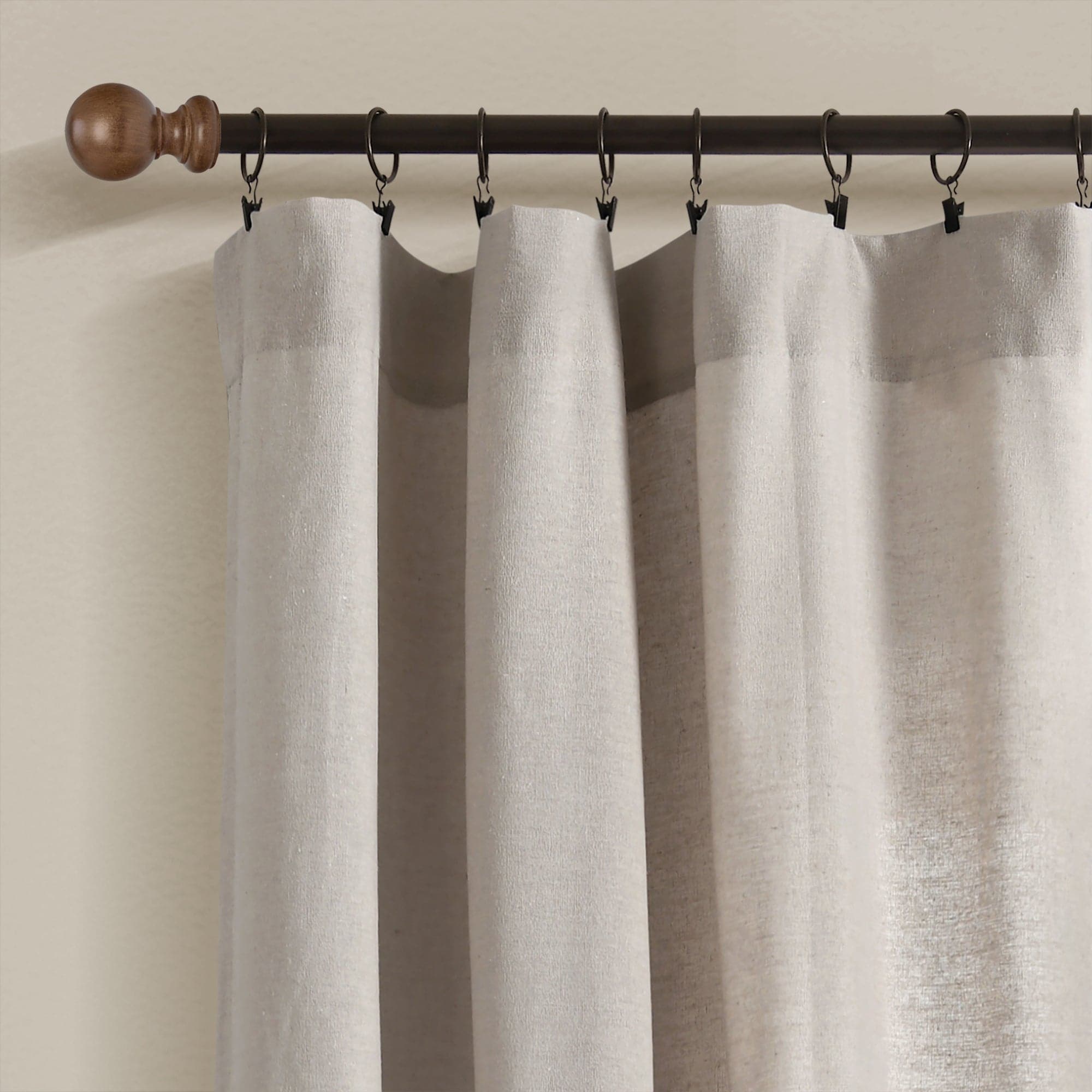 Linen Botanical Garden Window Curtain Panel with Button Details - Elegant Floral Design for Living Room, Bedroom & Home Decor