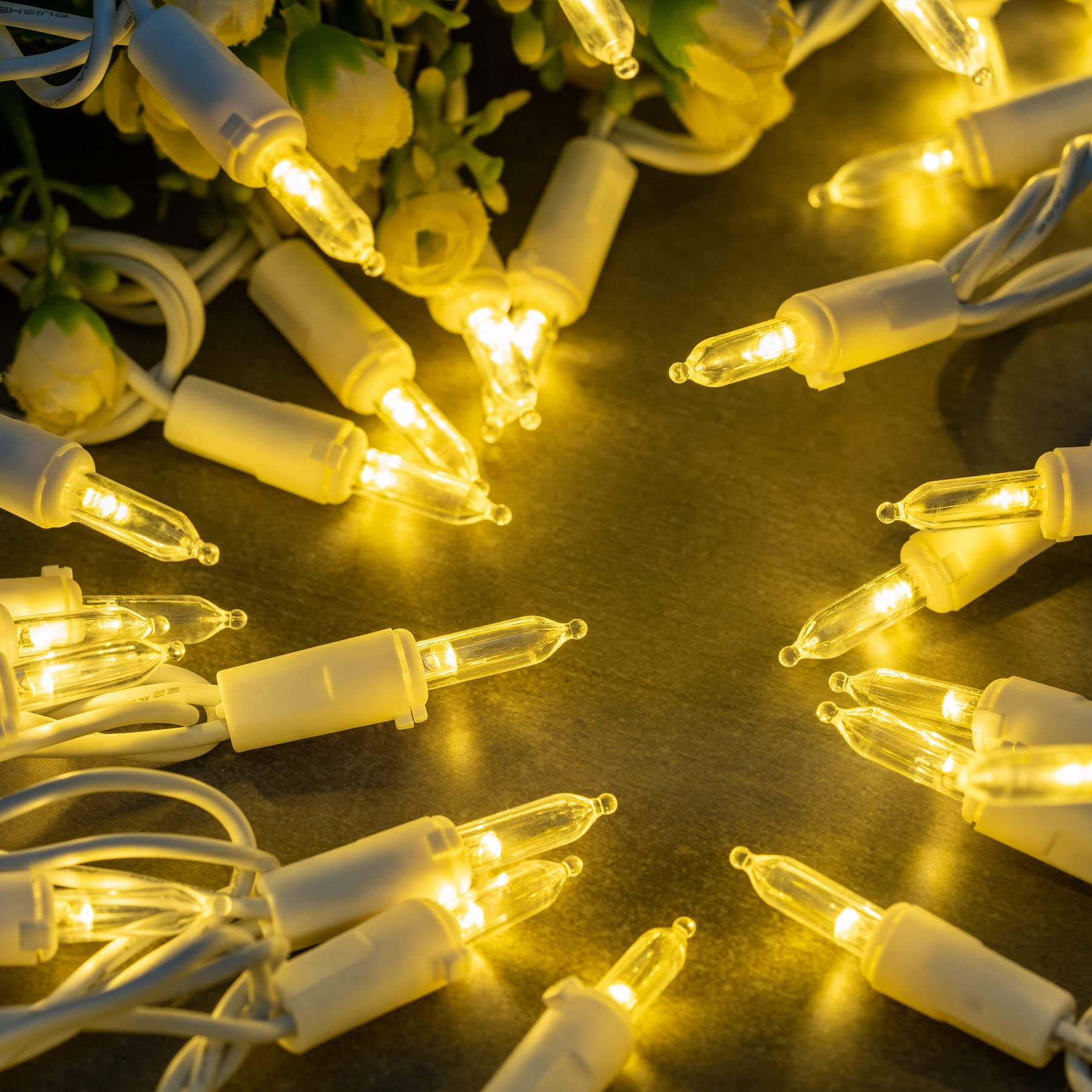 YULETIME 200 Warm White LED Christmas Lights - 66ft White Wire UL Certified Commercial Grade Holiday String Lights for Indoor & Outdoor Decorations
