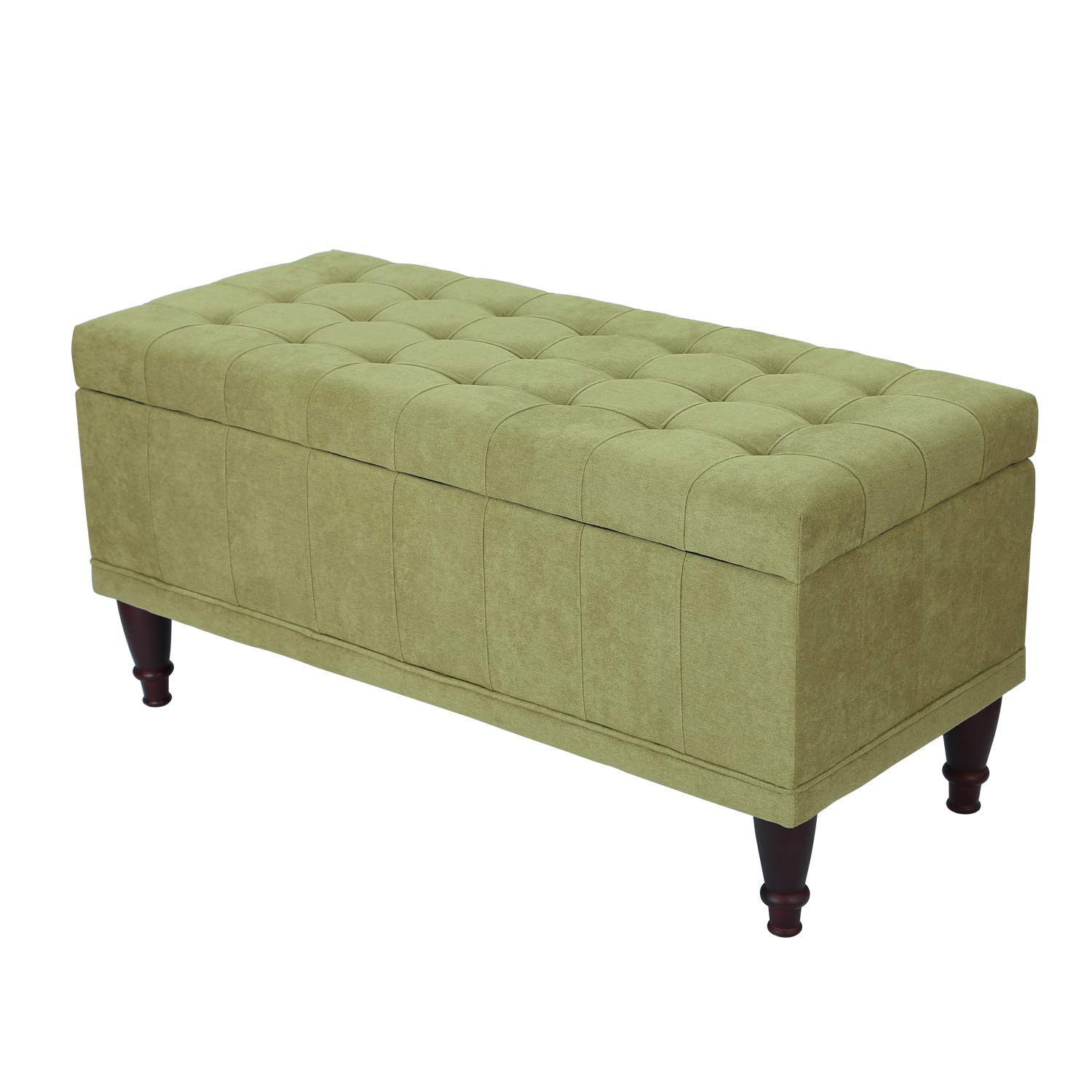 Joveco 41 Inch Storage Ottoman Bench - Tufted Microfiber Footrest with Hidden Compartment, Multi-Functional Seat for Living Room, Bedroom & Entryway (Grass Green) - Perfect for Extra Seating, Storage & Home Decor