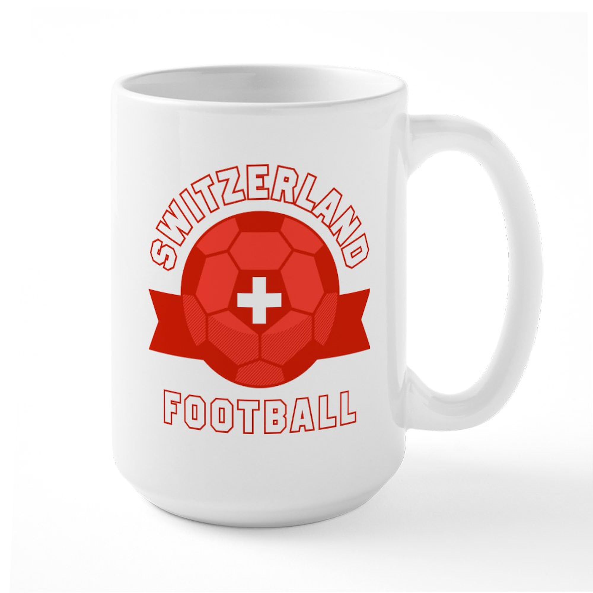 Switzerland Football Ceramic Coffee Mug 15 oz (444 ml) - Perfect for Soccer Fans, Gifts & Hot Beverages at Home, Office or Game Day