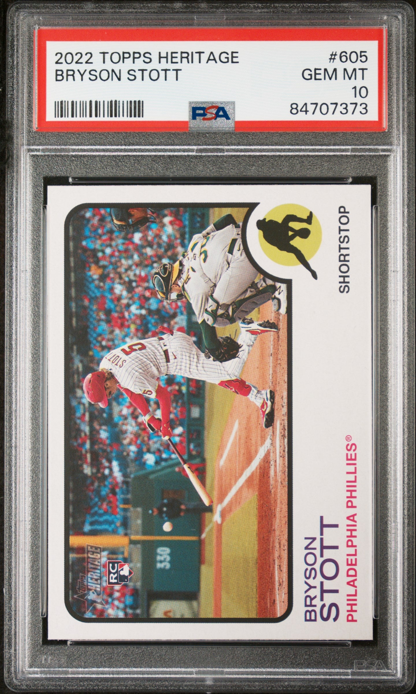 2022 Topps Heritage Bryson Stott #605 PSA 10 Rookie Baseball Card - Perfect for Collectors & Sports Memorabilia Displays