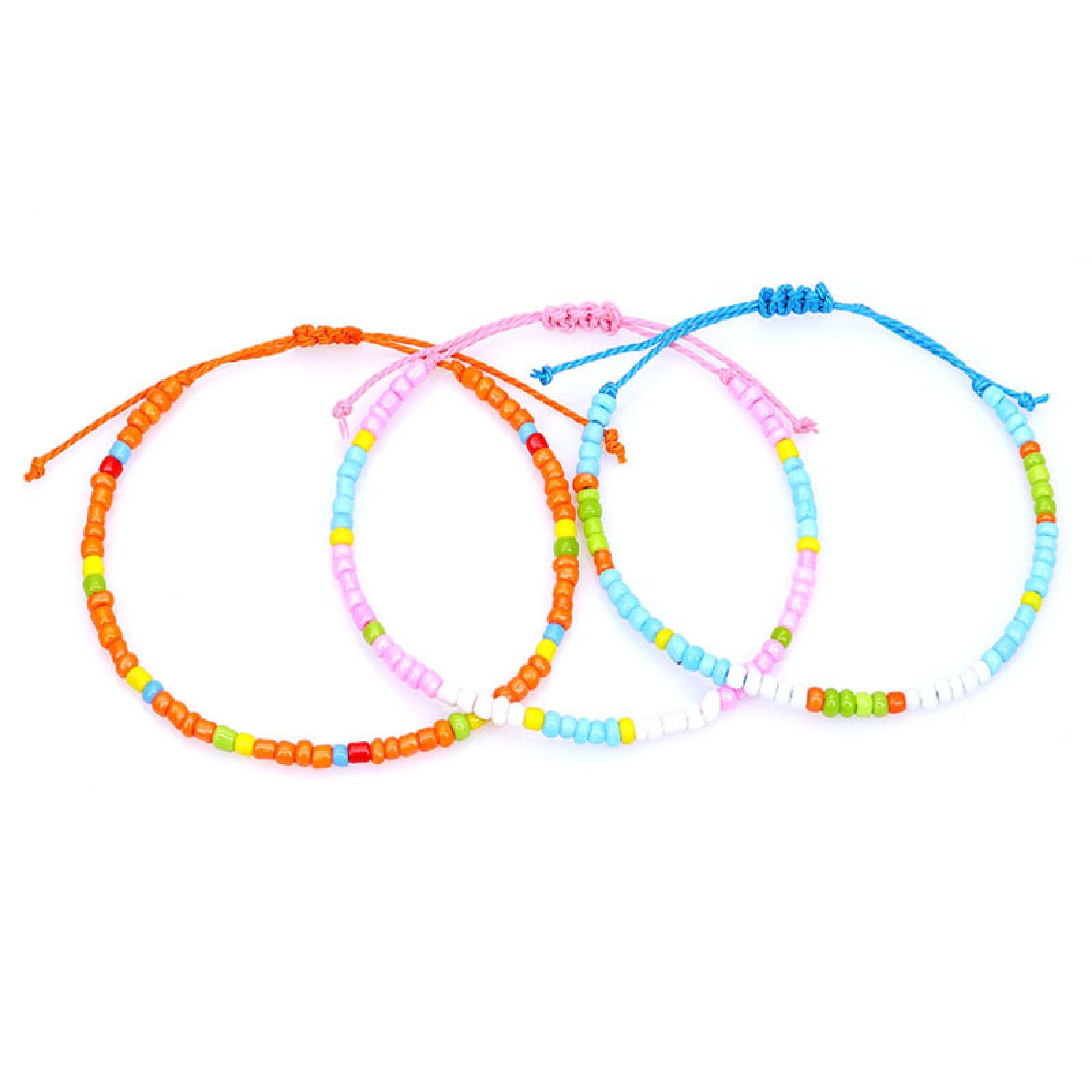 **Handmade Boho Friendship Bracelets for Women - 3 Pack Colorful Seed Beads & Braided Rope Adjustable Bracelets - Perfect for Beach, Festival, and Everyday Wear**
