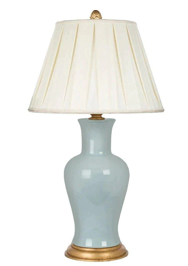 Amelie Blue Couture Ceramic Table Lamp with Linen Shade - Elegant Home Decor for Living Room, Bedroom & Office Lighting