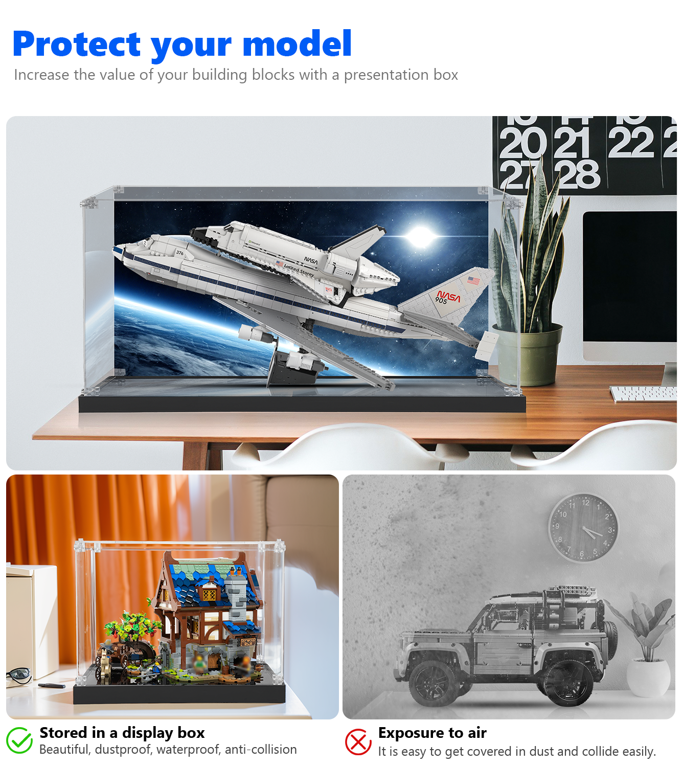 LEGO® Icons Shuttle Carrier Aircraft 10360 Display Case - Protective Showcase for LEGO NASA Space Shuttle Model - Perfect for Collectors, Home Decor & Office Display