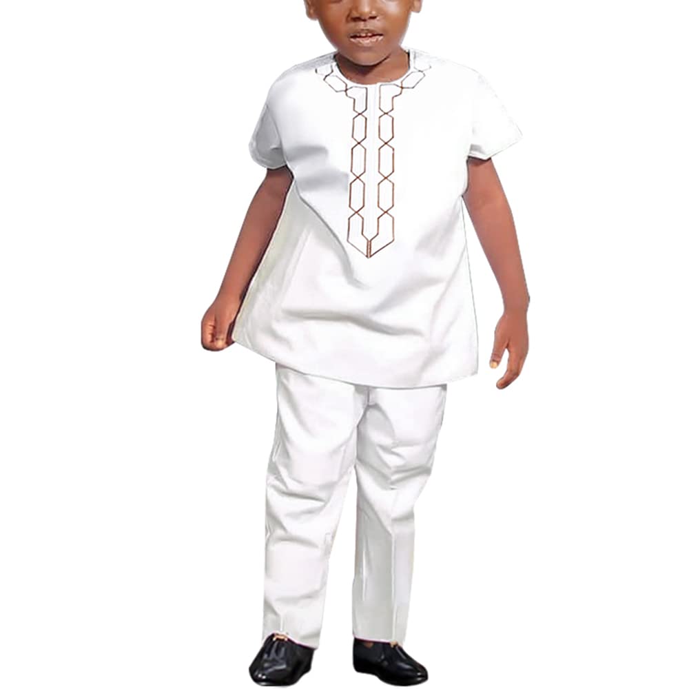 Premium African Kids Dashiki Outfit Set - Embroidered Shirt & Pants for Boys | Traditional Cultural Wear for Parties, Festivals & Special Occasions