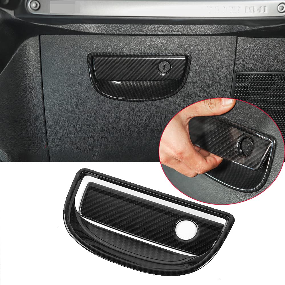 **Carbon Fiber ABS Co-Pilot Glove Box Handle Cover for Jeep Wrangler JK 2007-2017 - Interior Decorative Trim & Car Accessories - Perfect for Off-Road & Daily Driving**